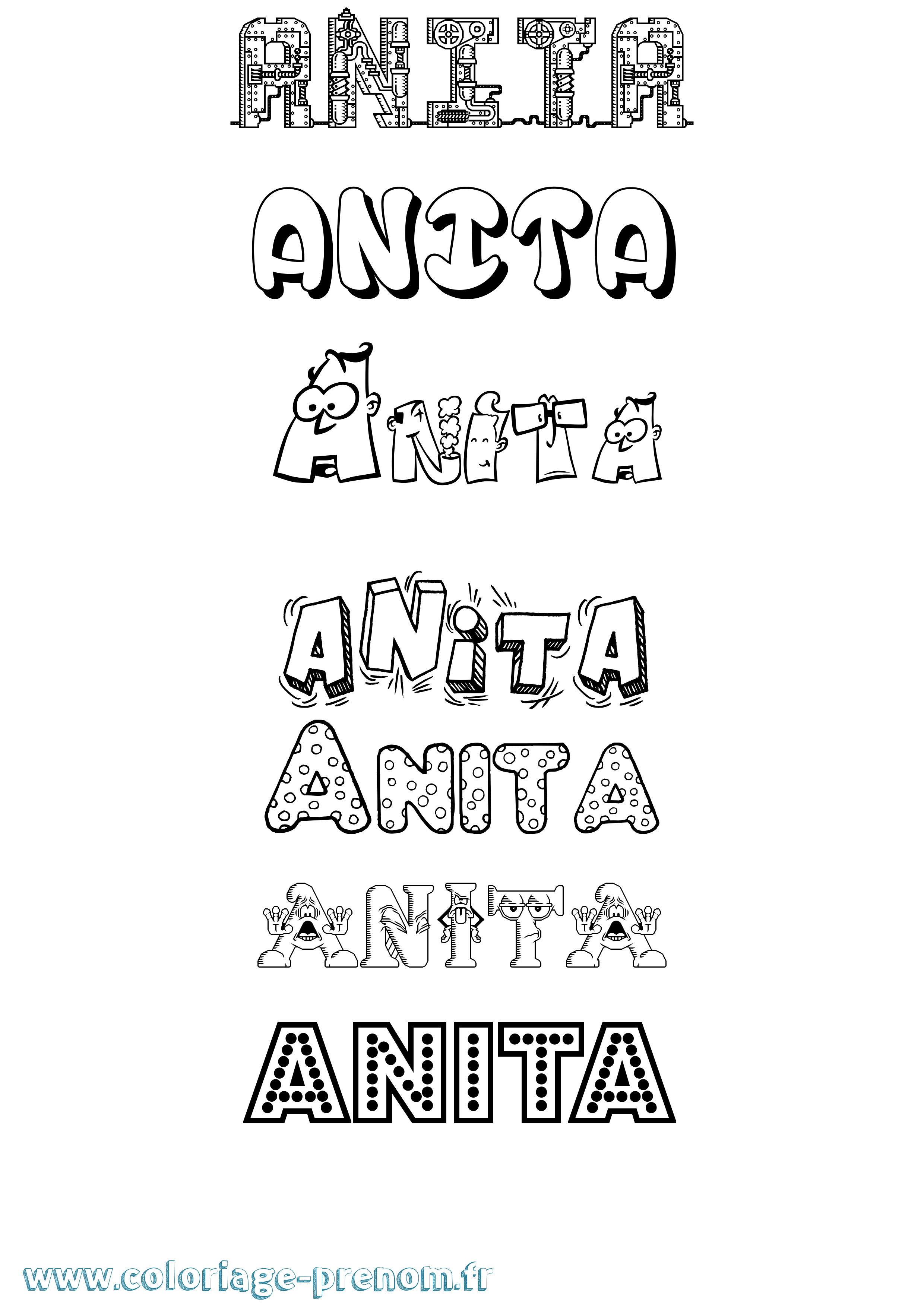 Coloriage prénom Anita Fun
