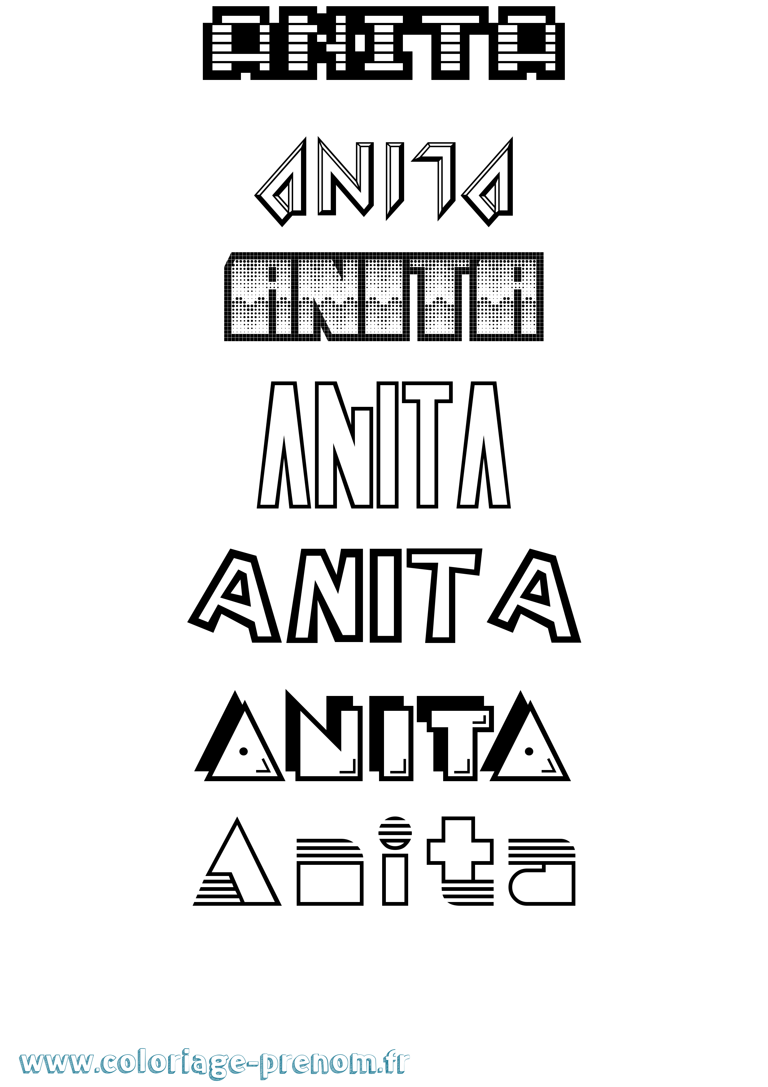 Coloriage prénom Anita