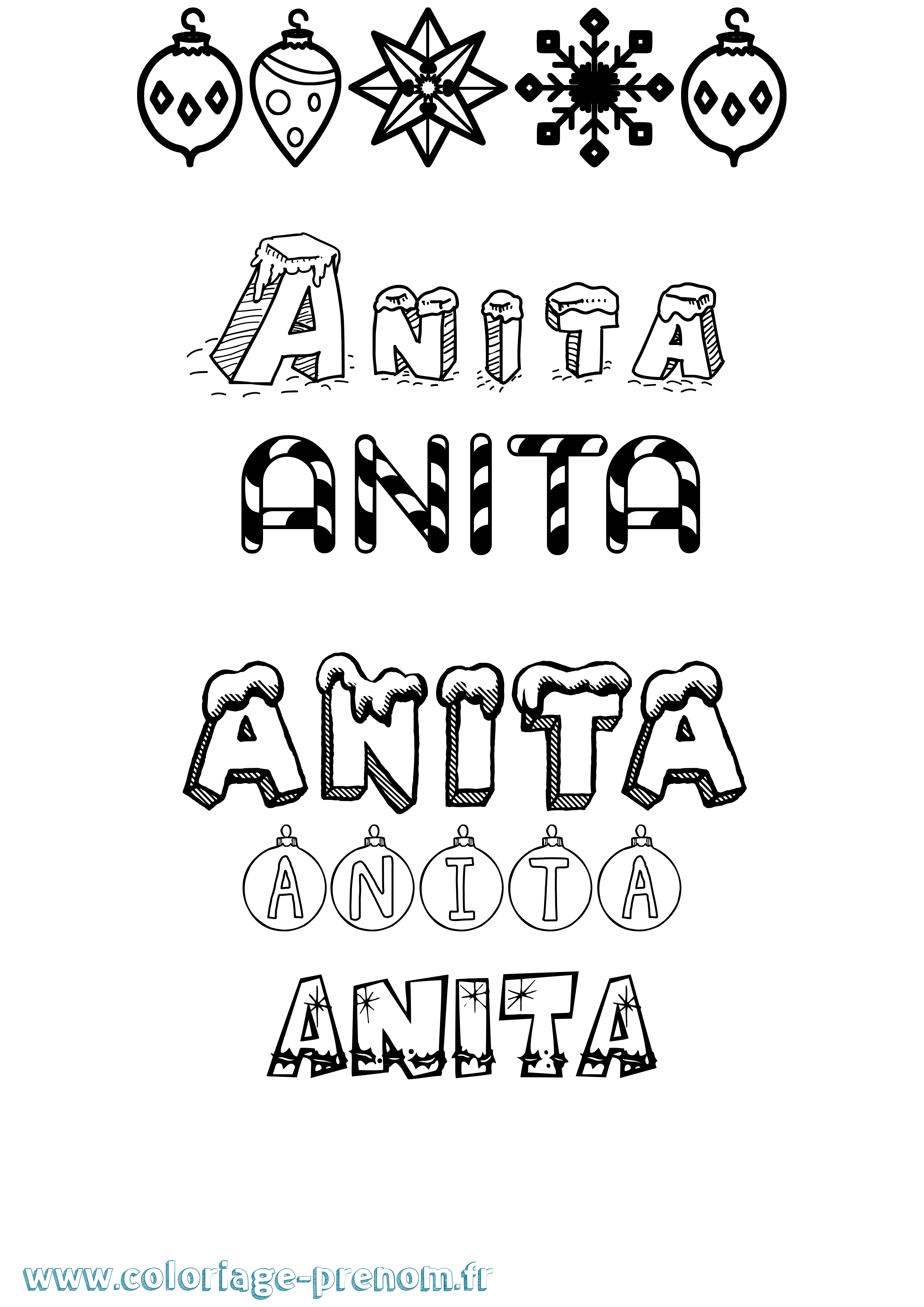 Coloriage prénom Anita Noël
