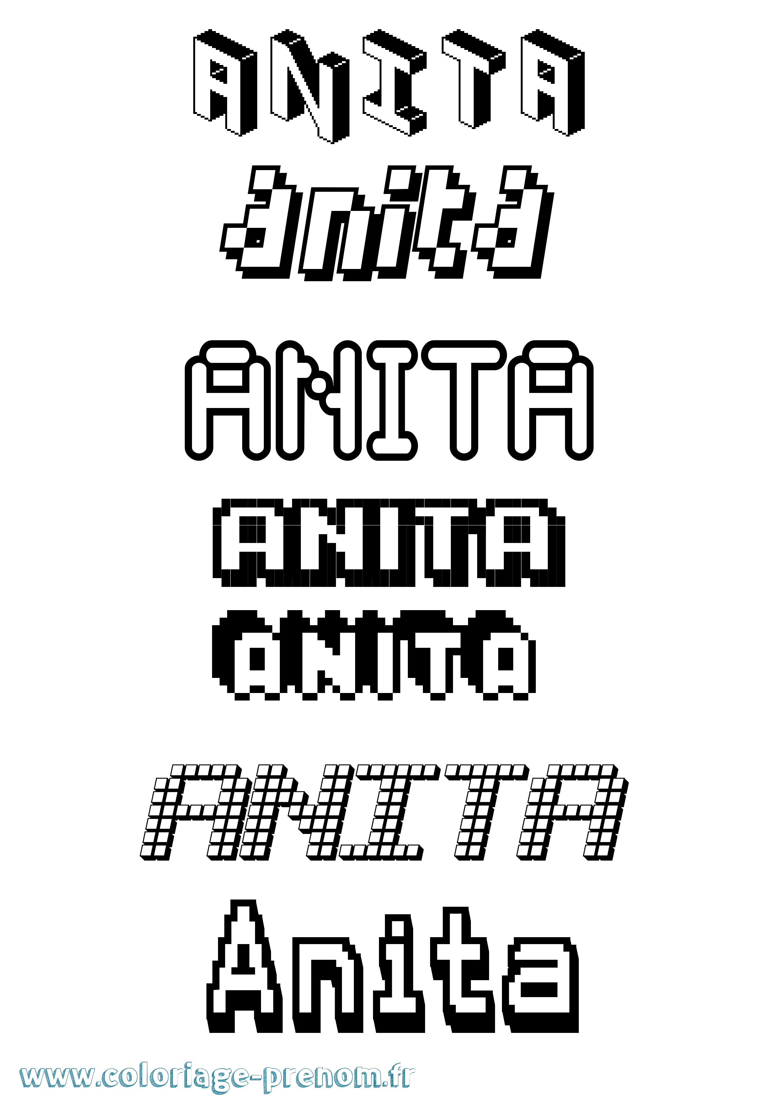 Coloriage prénom Anita Pixel