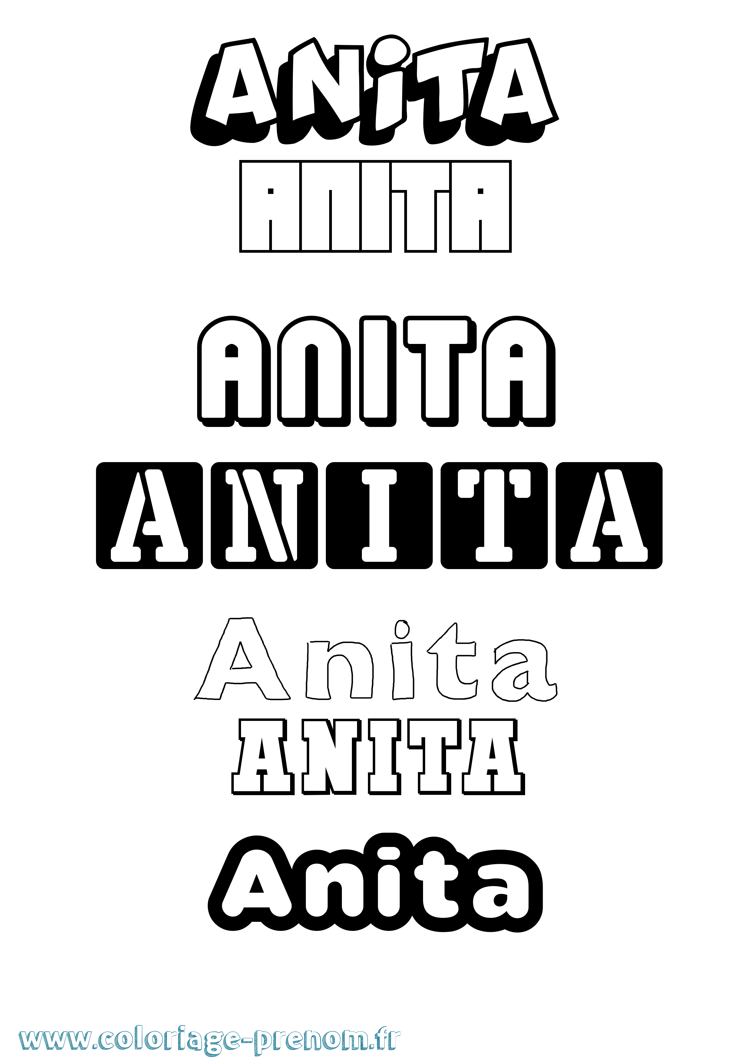 Coloriage prénom Anita Simple
