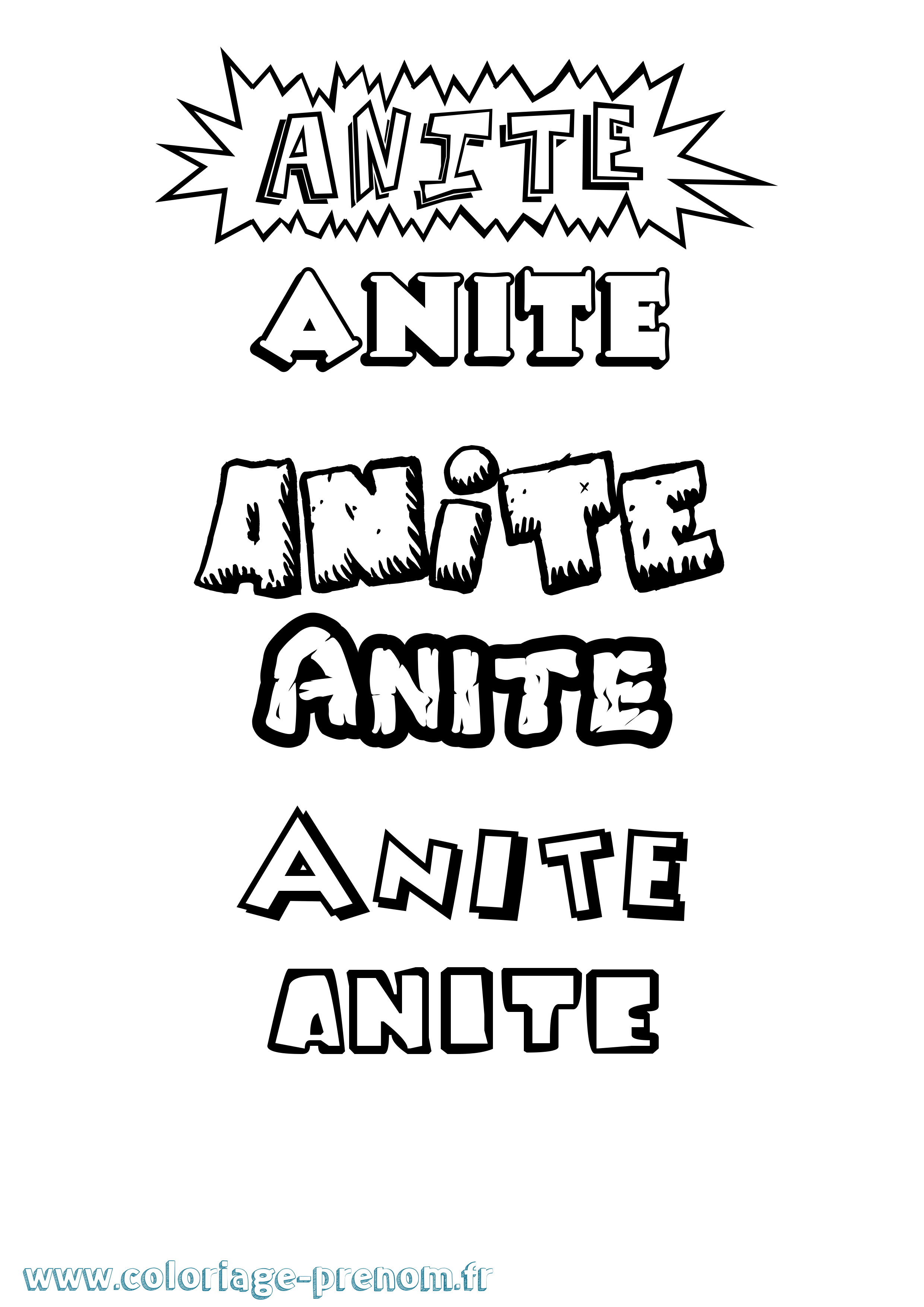 Coloriage prénom Anite Dessin Animé