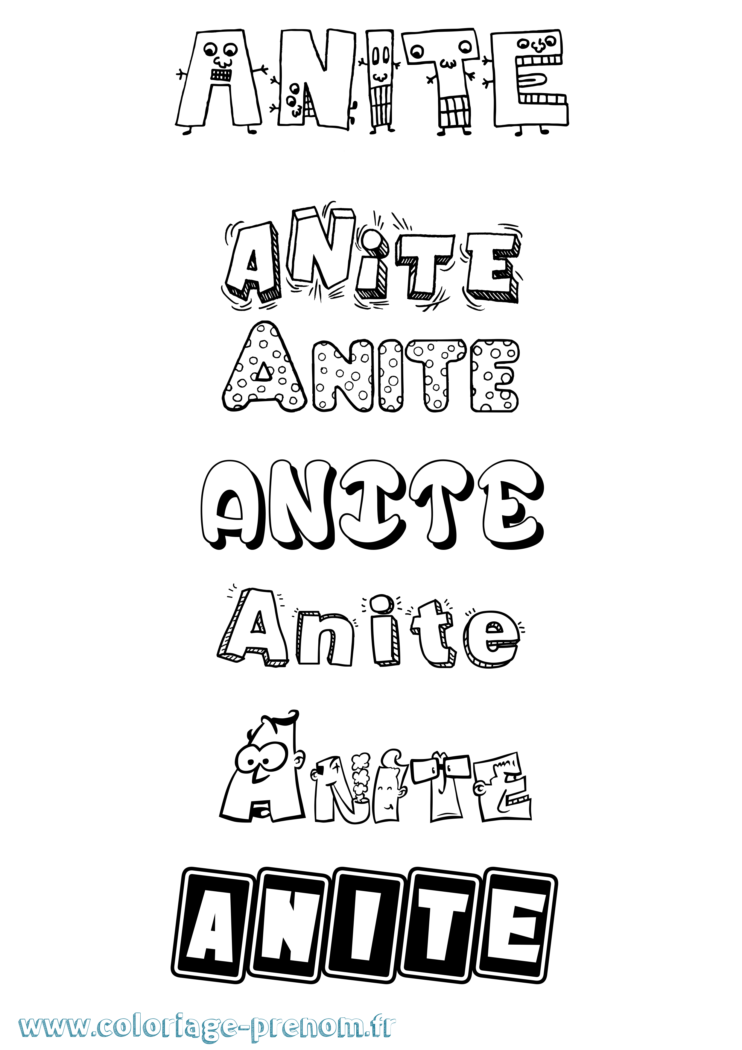 Coloriage prénom Anite Fun