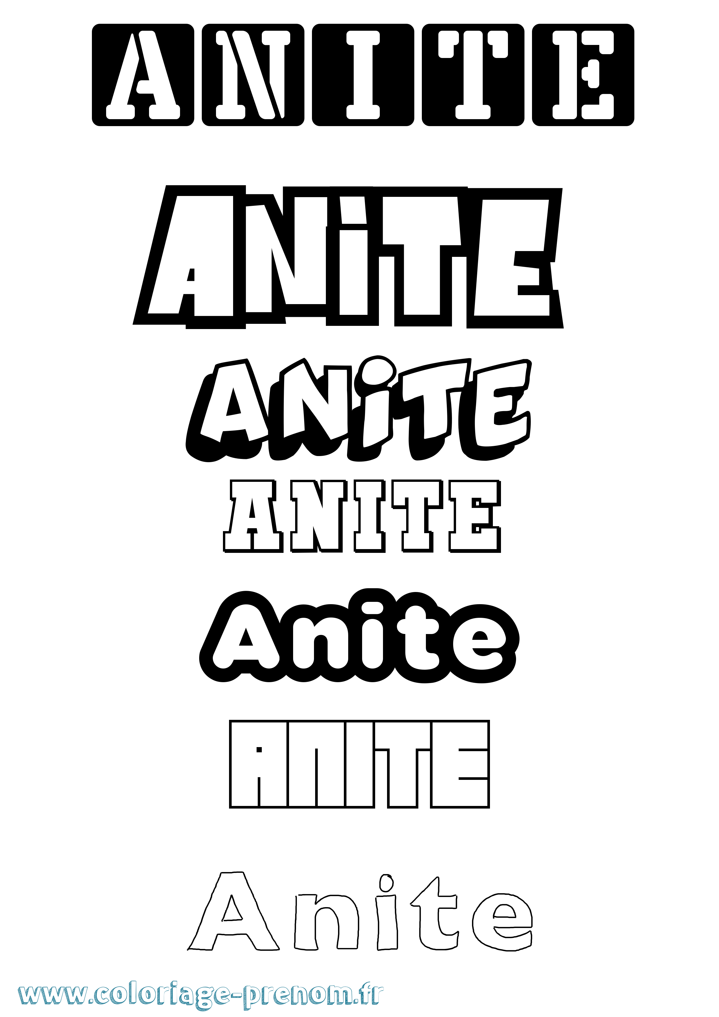 Coloriage prénom Anite Simple