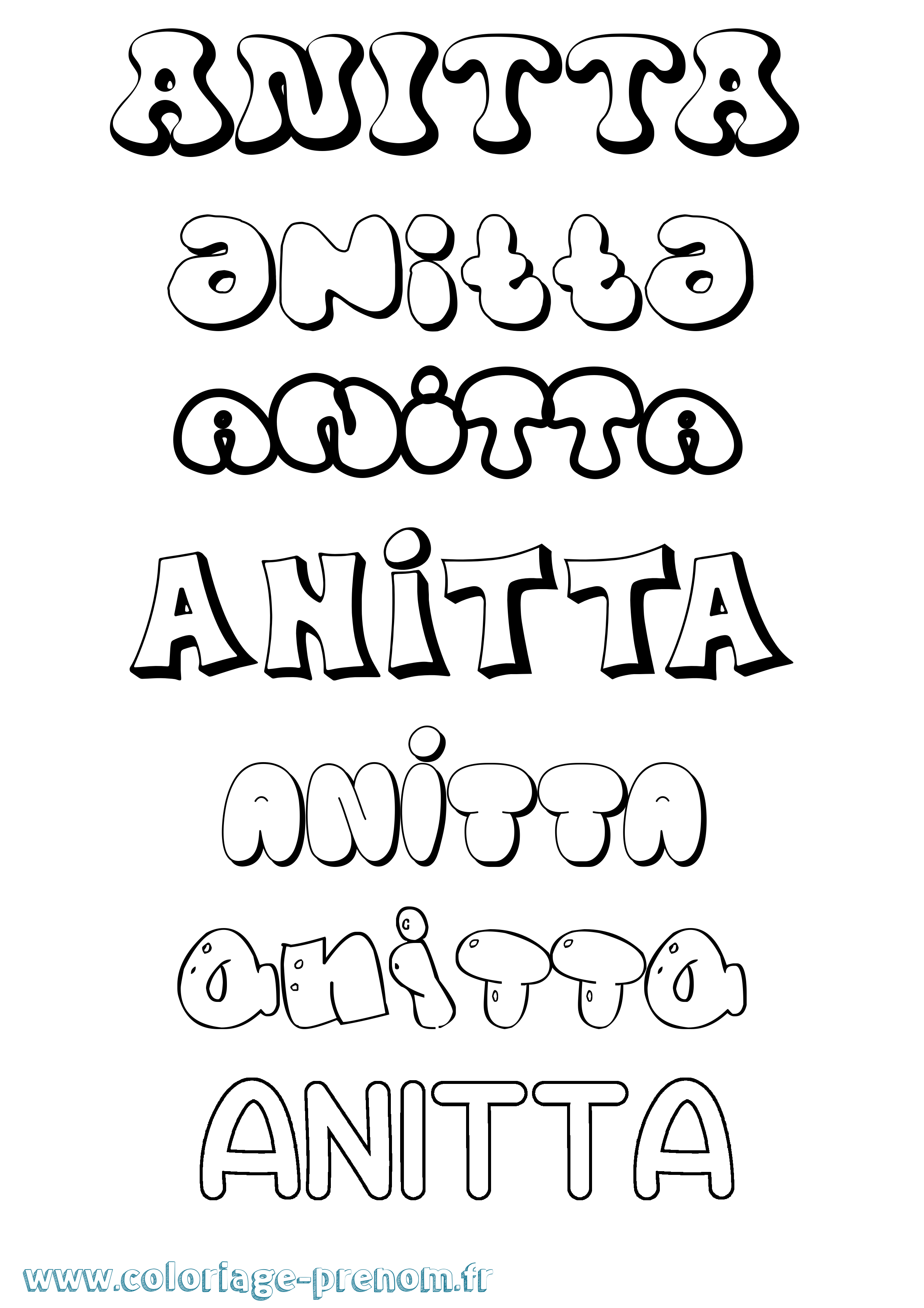 Coloriage prénom Anitta Bubble