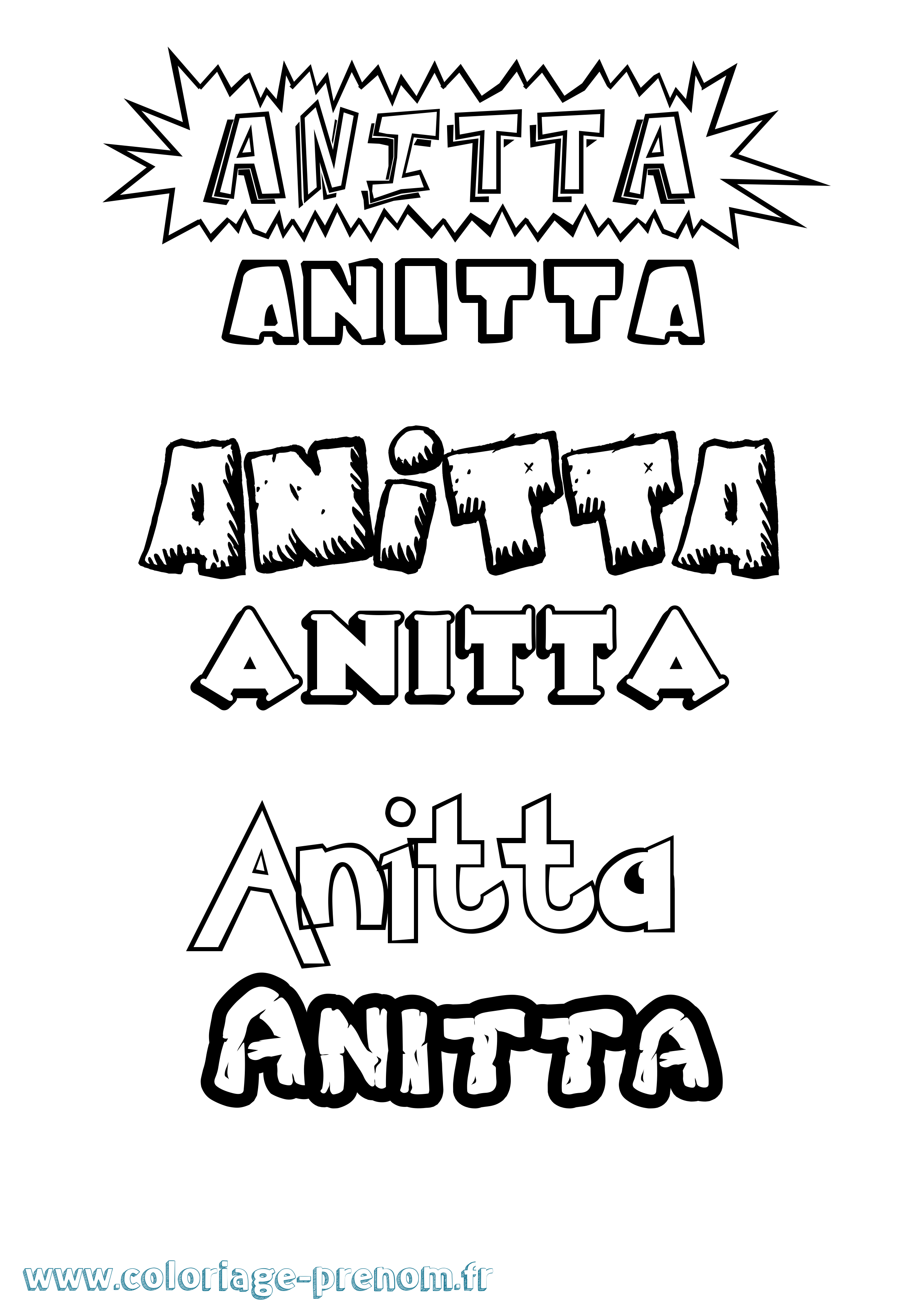 Coloriage prénom Anitta Dessin Animé