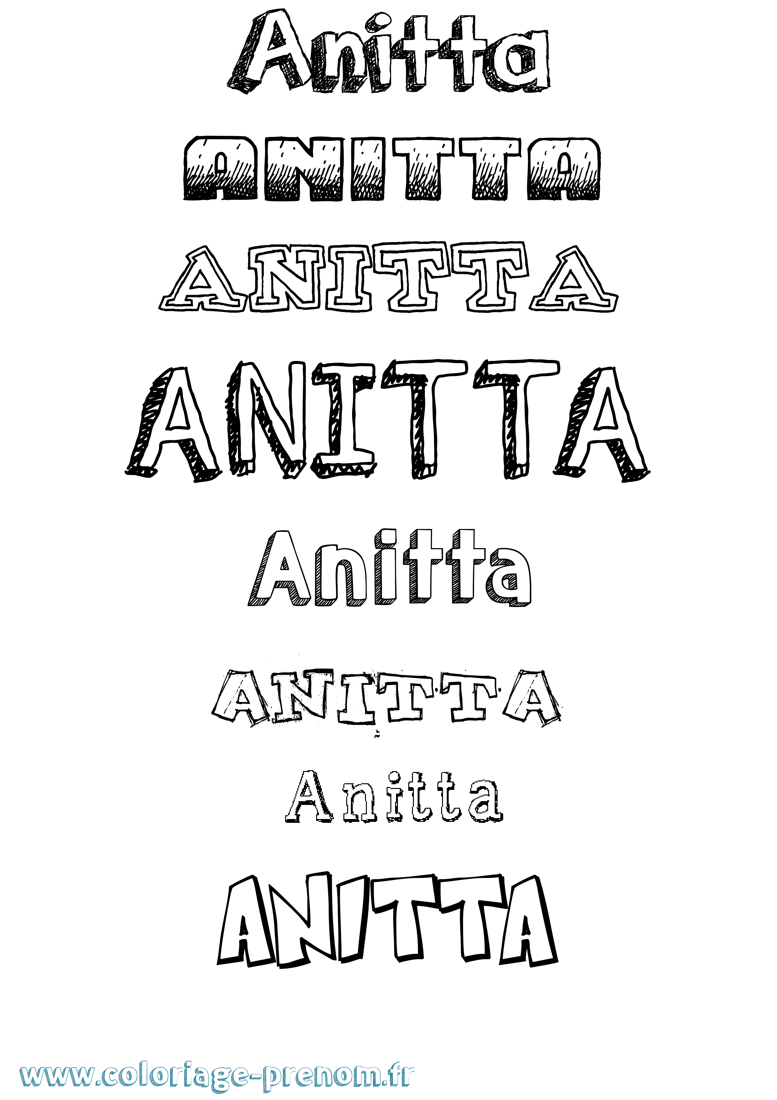 Coloriage prénom Anitta Dessiné