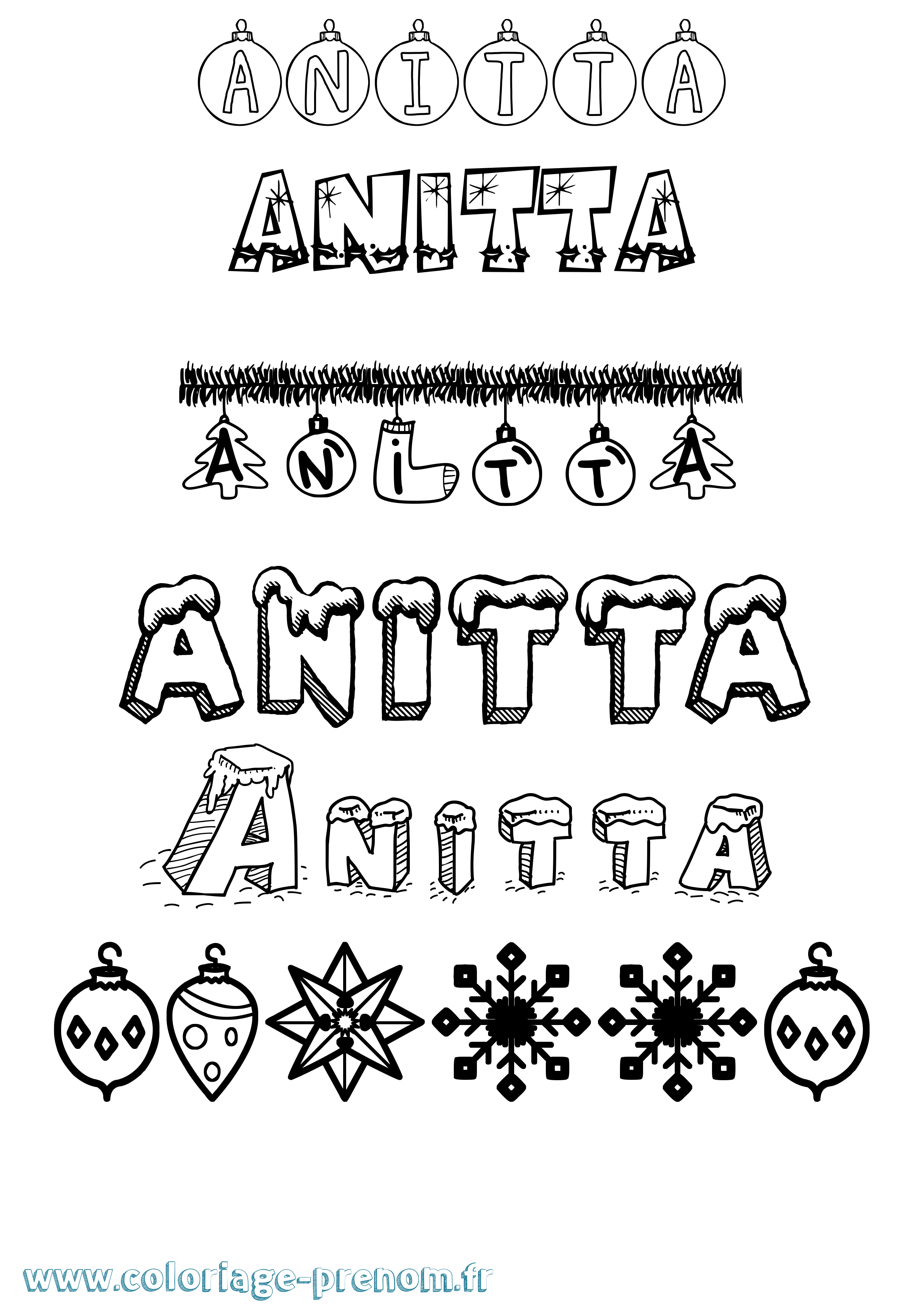 Coloriage prénom Anitta Noël
