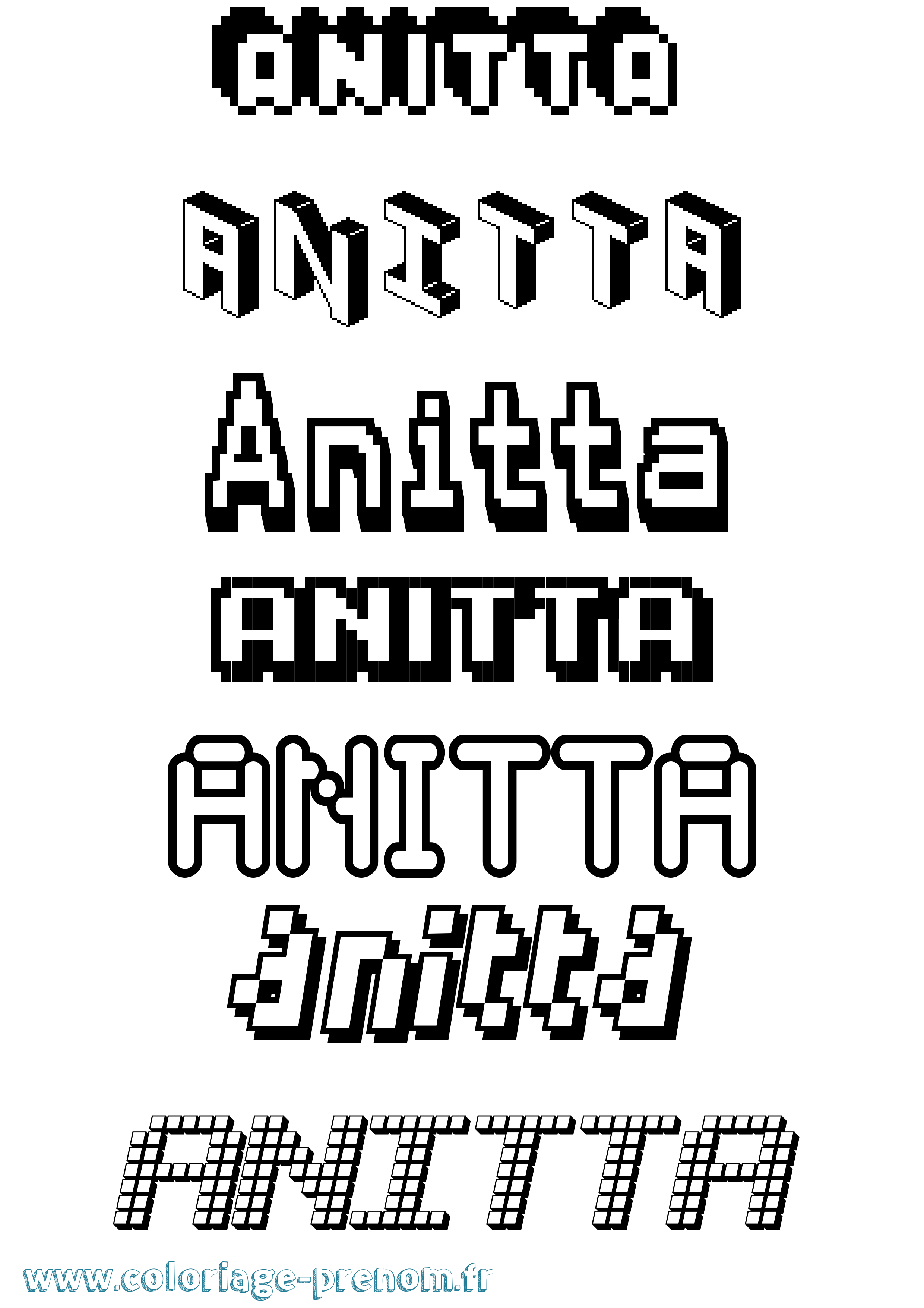 Coloriage prénom Anitta Pixel