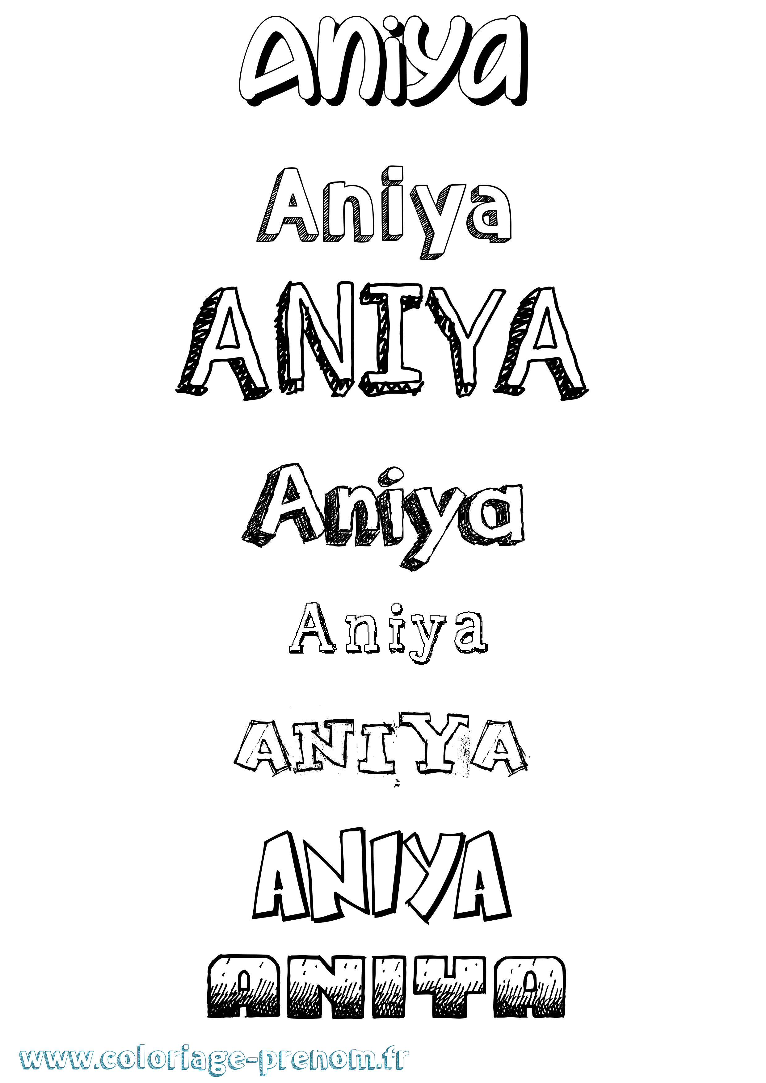 Coloriage prénom Aniya Dessiné