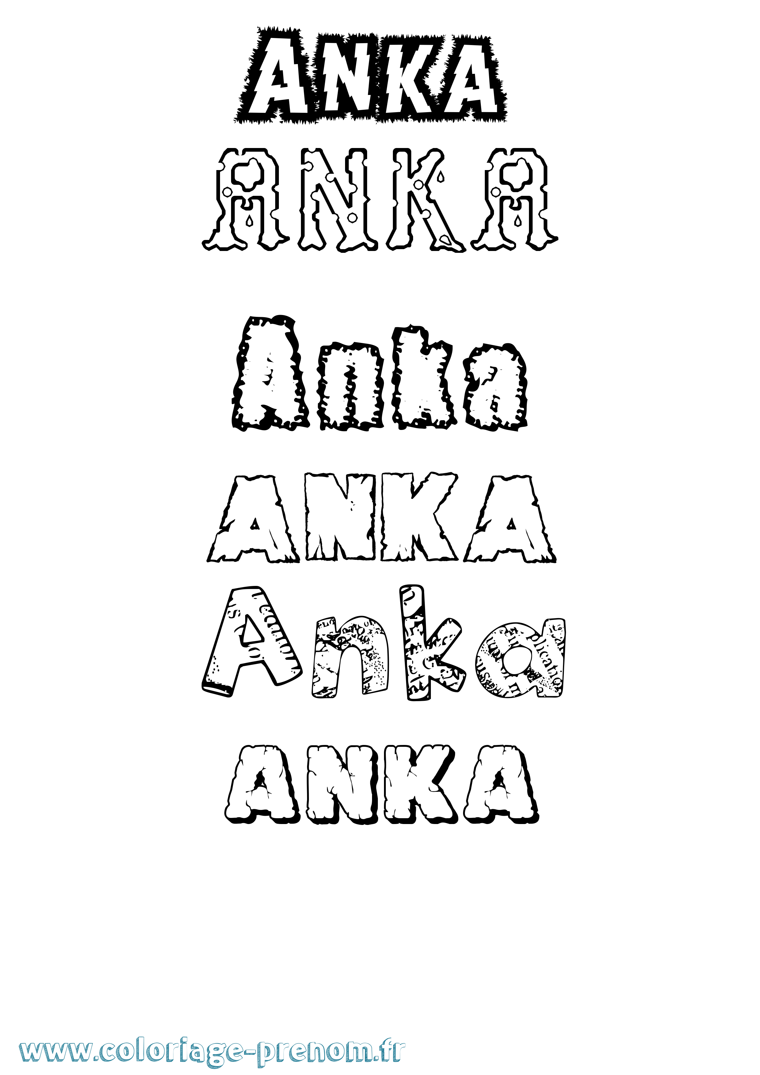 Coloriage prénom Anka Destructuré