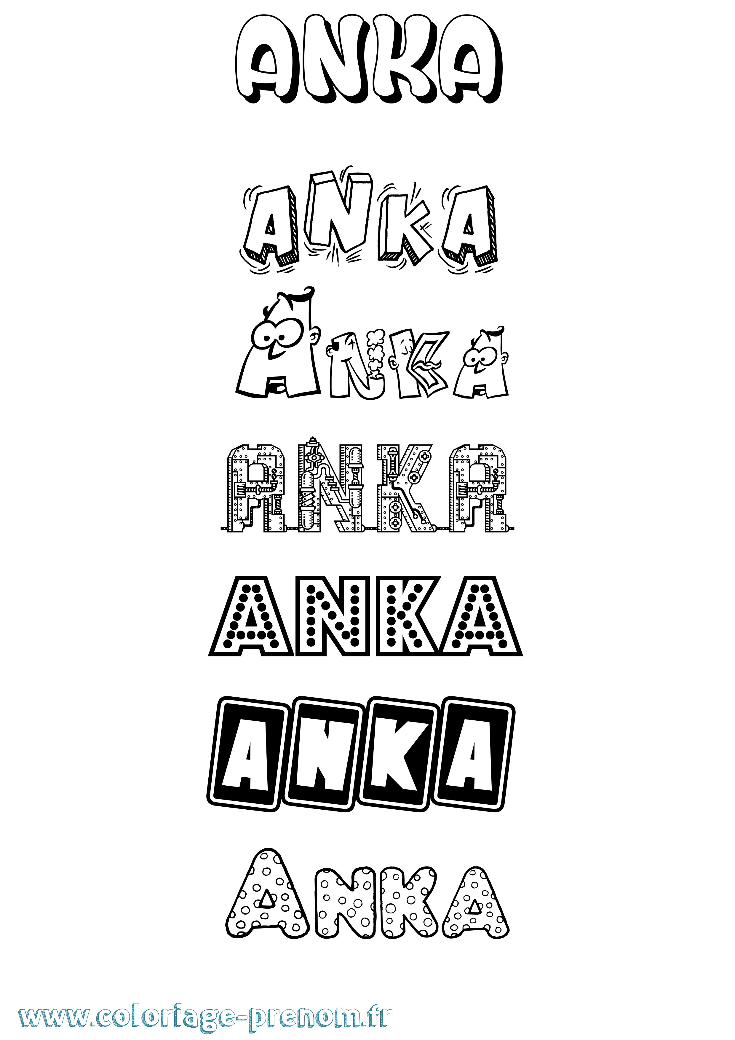 Coloriage prénom Anka Fun