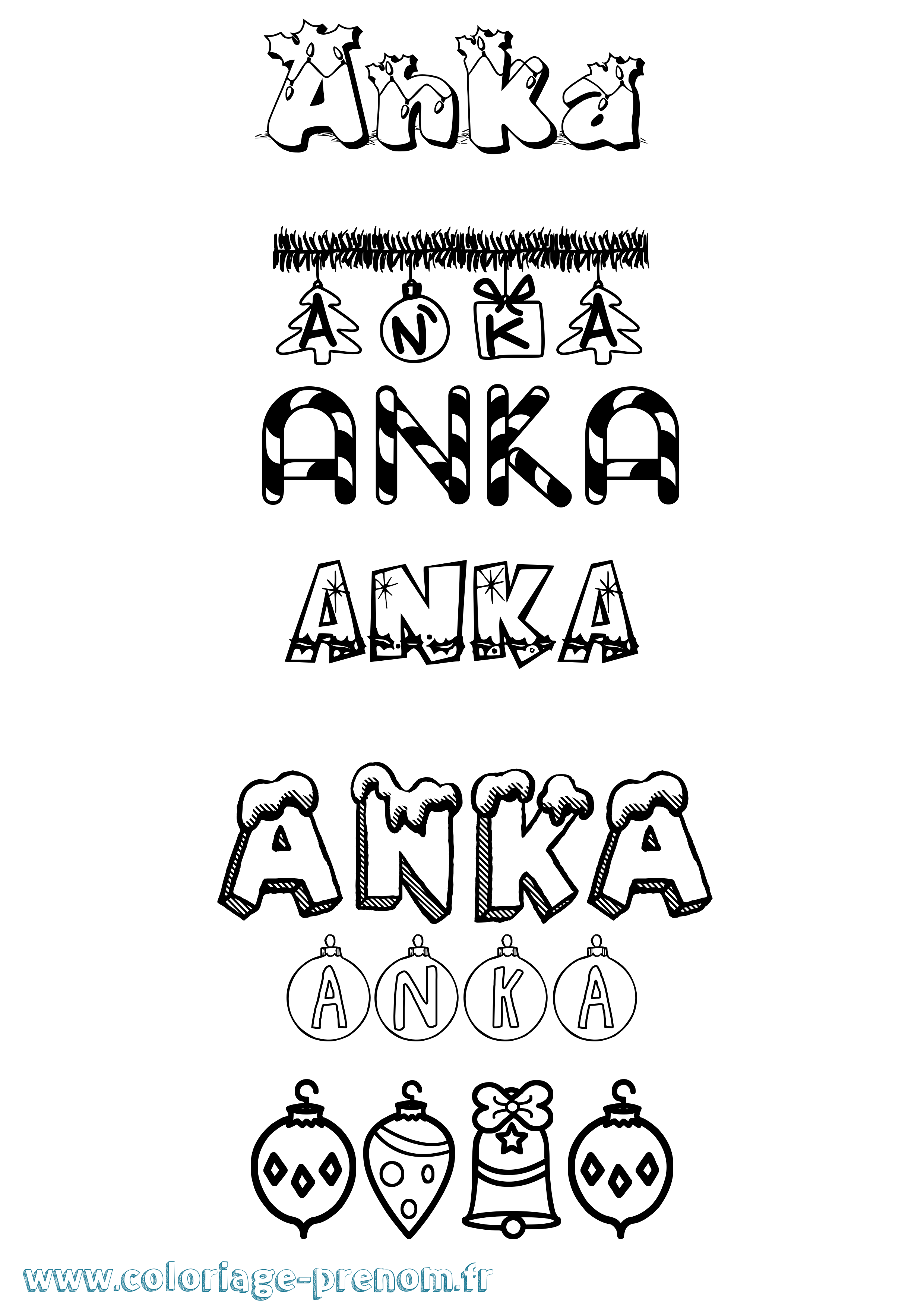 Coloriage prénom Anka Noël