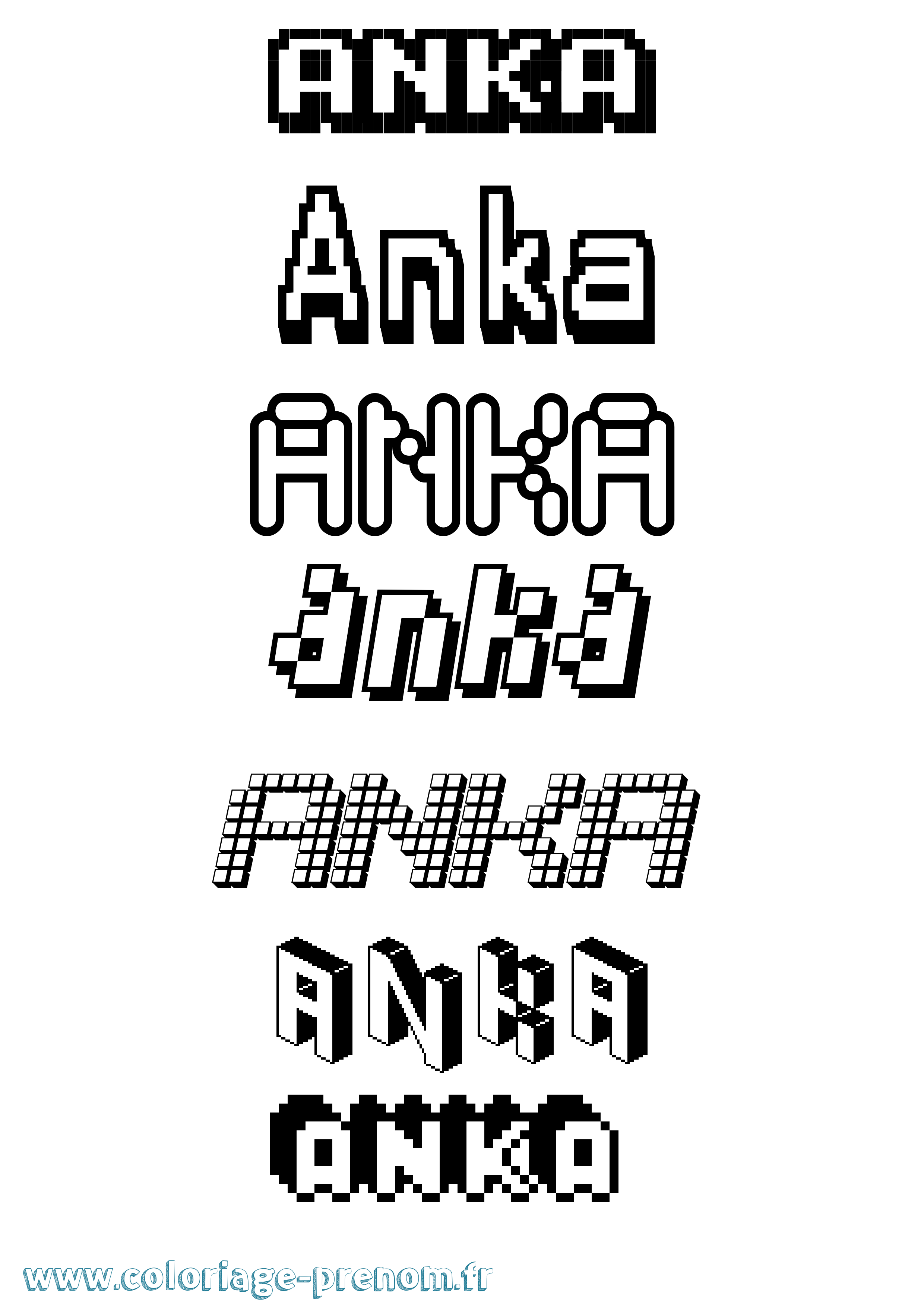 Coloriage prénom Anka Pixel