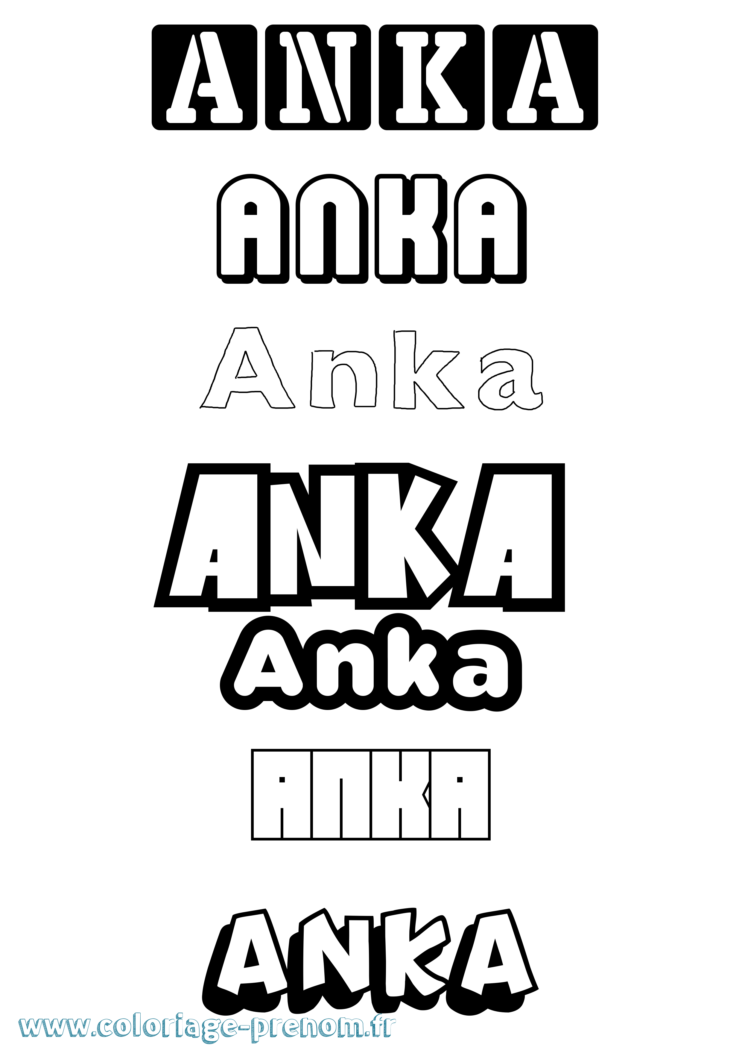 Coloriage prénom Anka Simple
