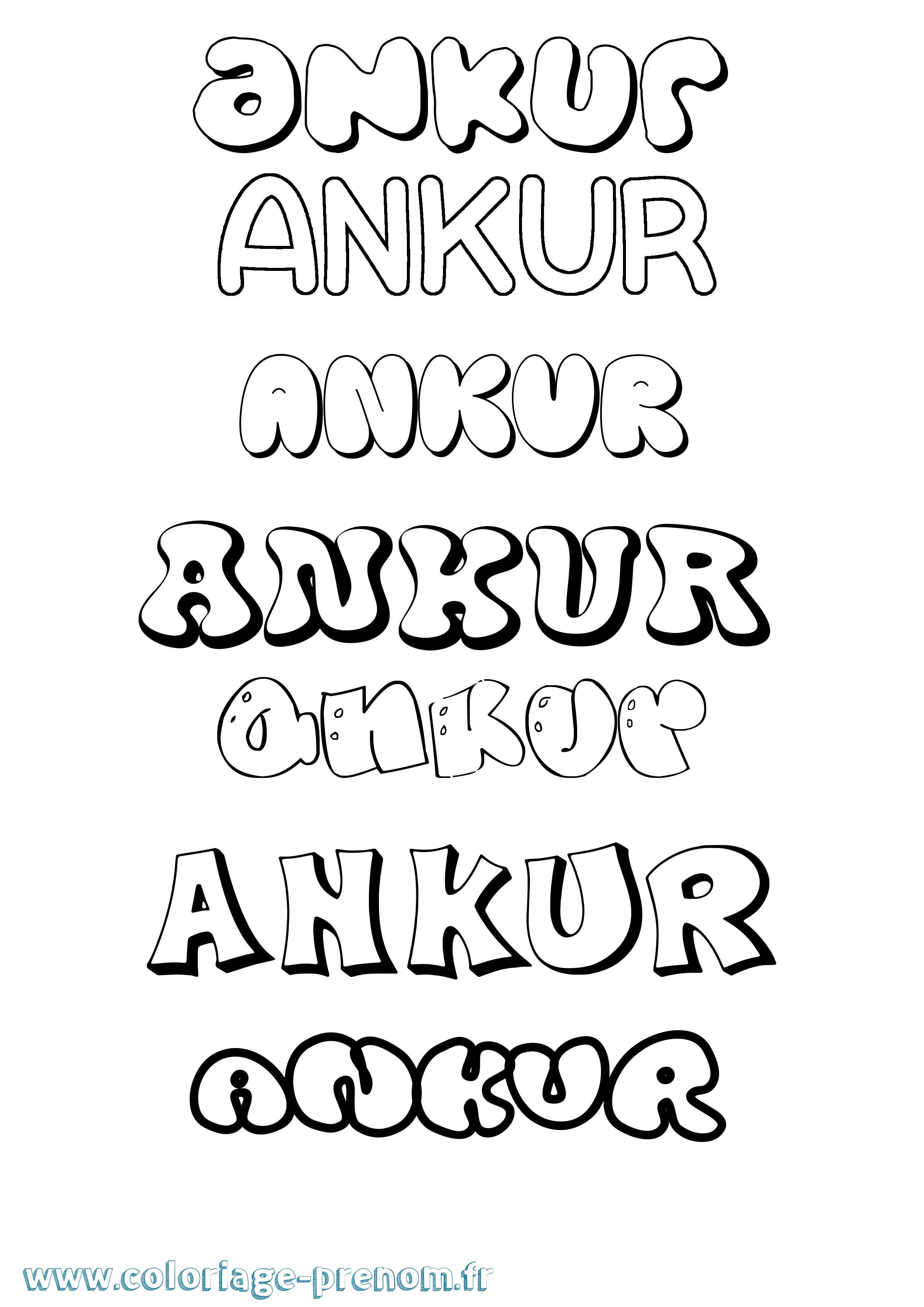 Coloriage prénom Ankur Bubble