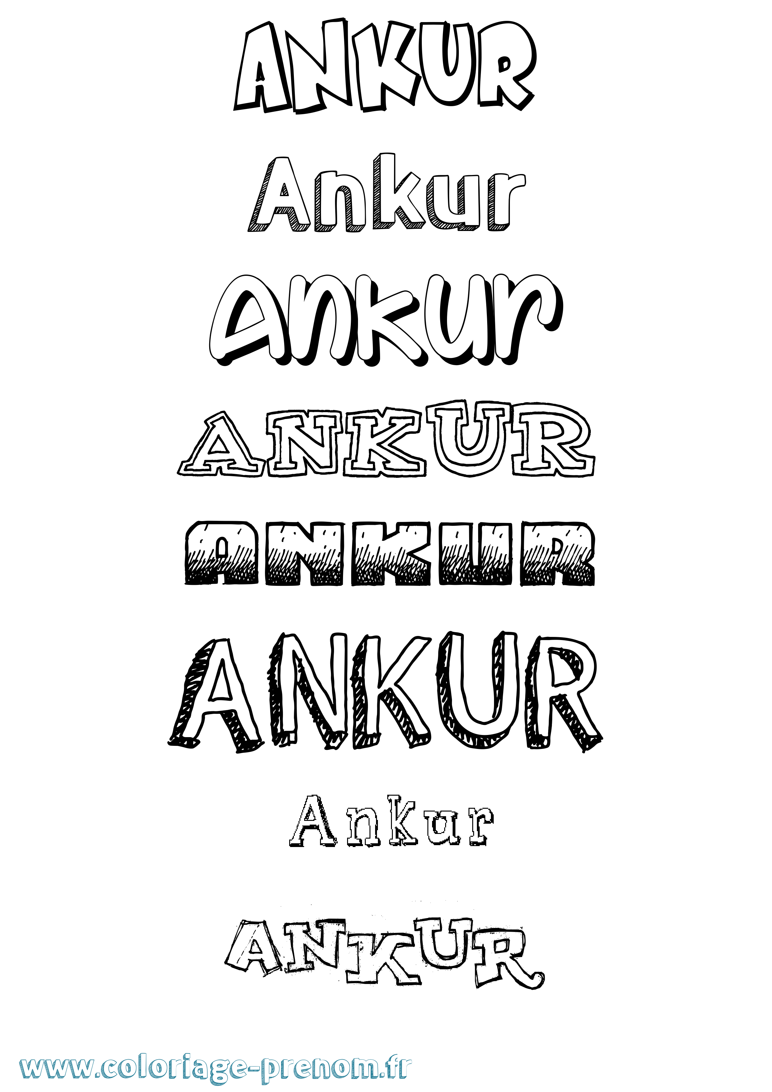 Coloriage prénom Ankur Dessiné