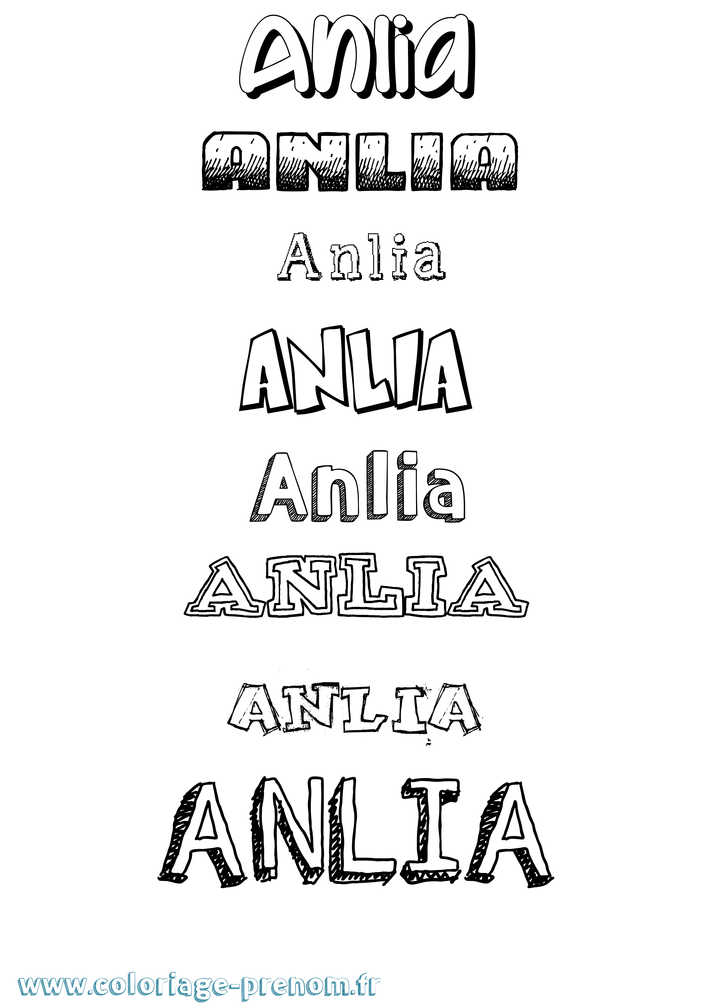 Coloriage prénom Anlia Dessiné