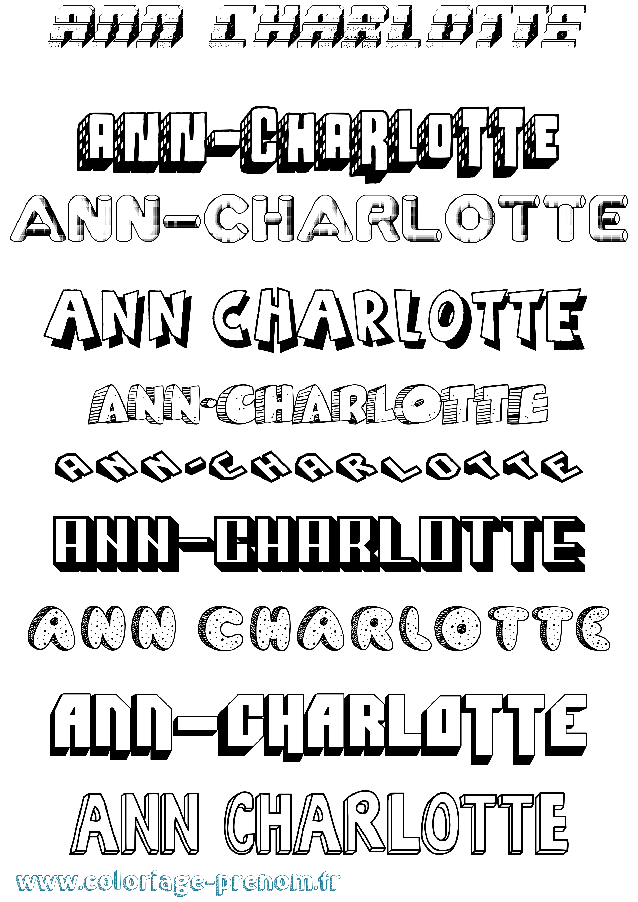 Coloriage Ann-Charlotte Effet 3D Coloriage prénom Ann-Charlotte Effet 3D
