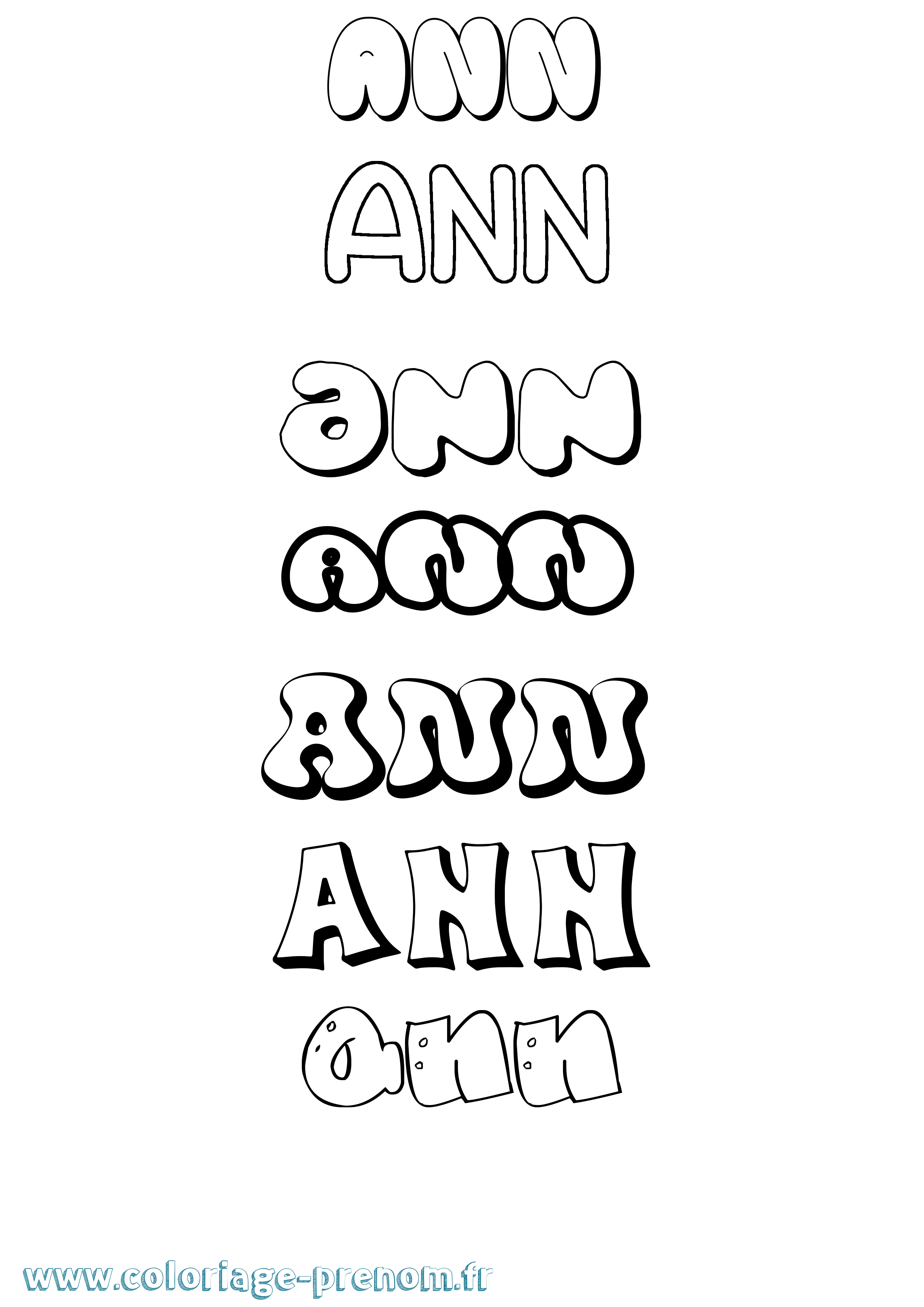 Coloriage prénom Ann Bubble