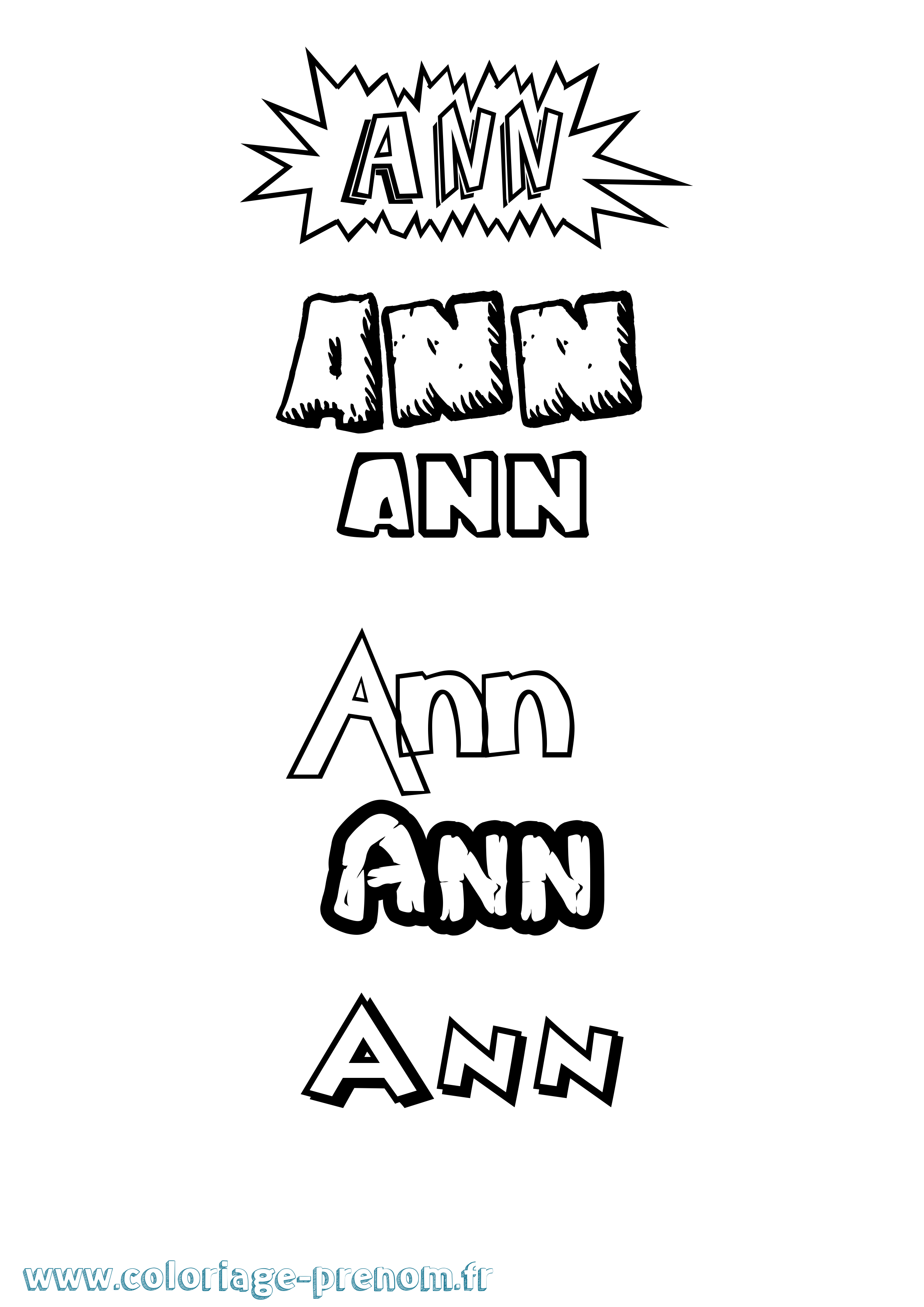Coloriage prénom Ann Dessin Animé