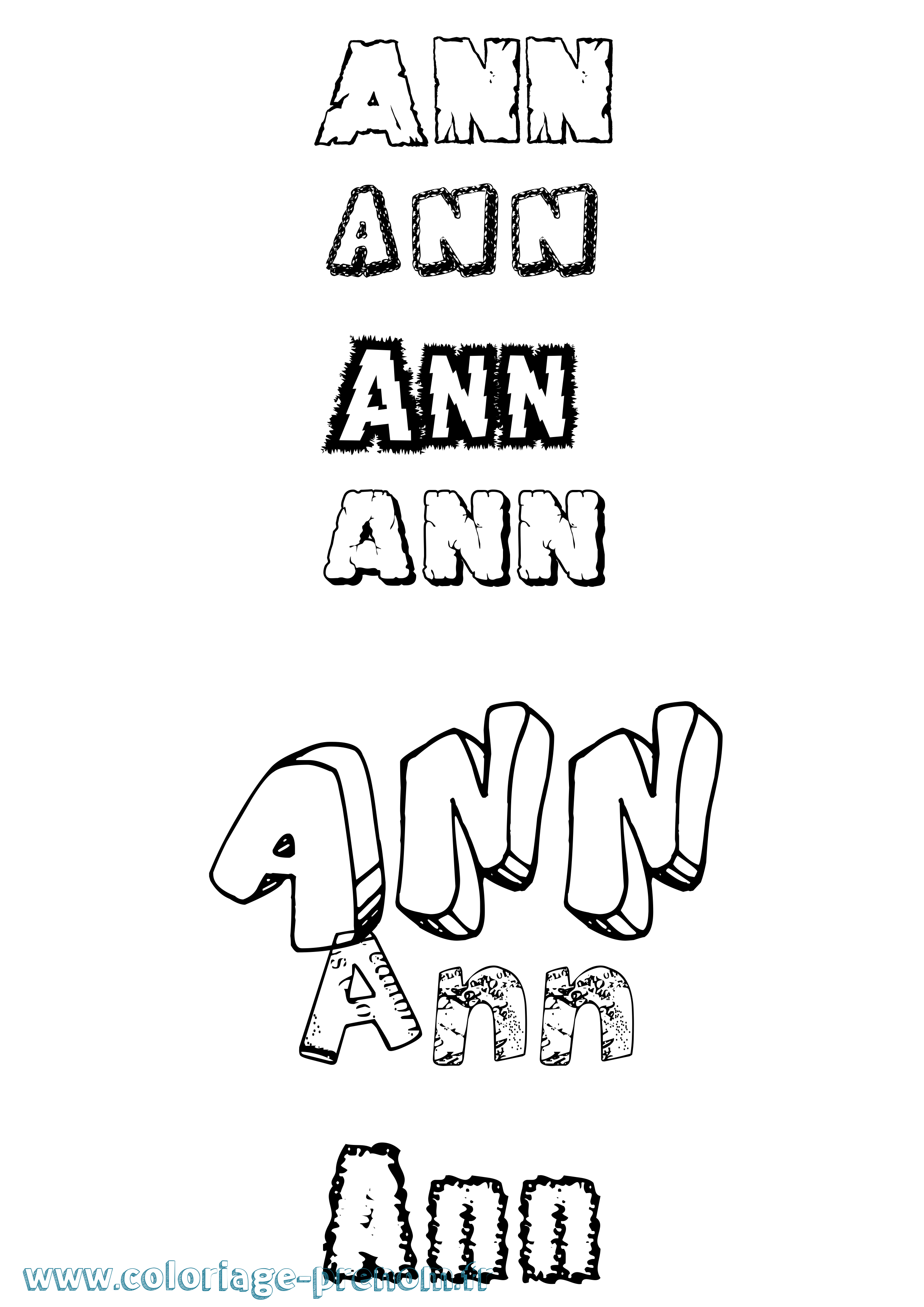 Coloriage prénom Ann Destructuré