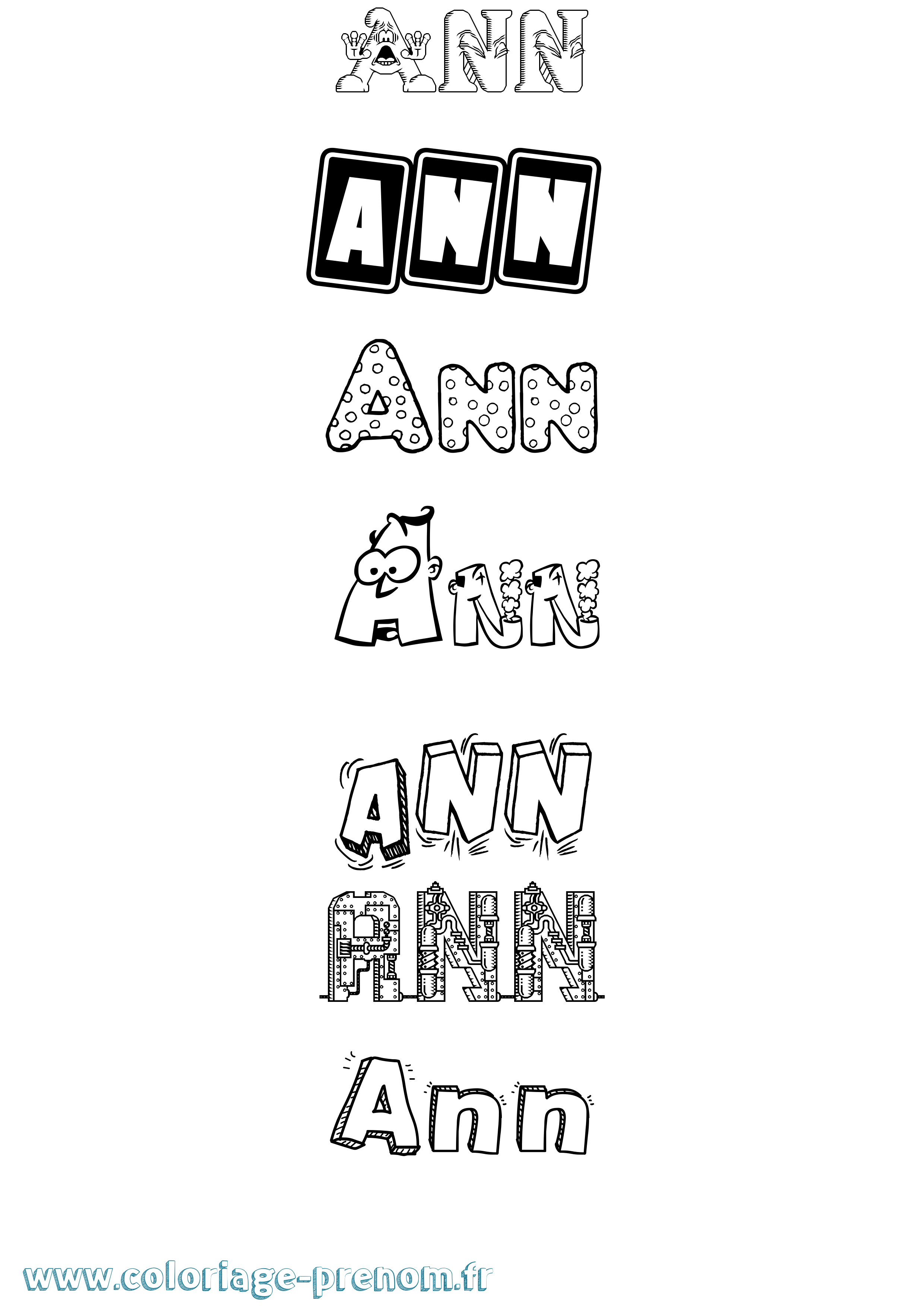 Coloriage prénom Ann Fun