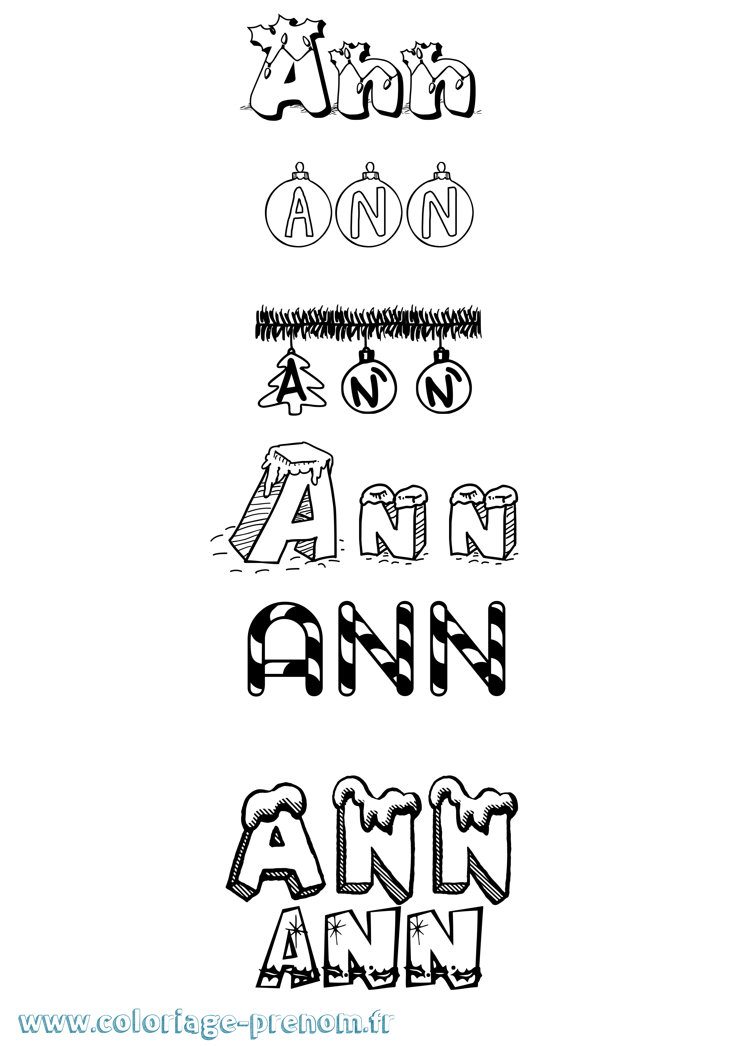 Coloriage prénom Ann Noël