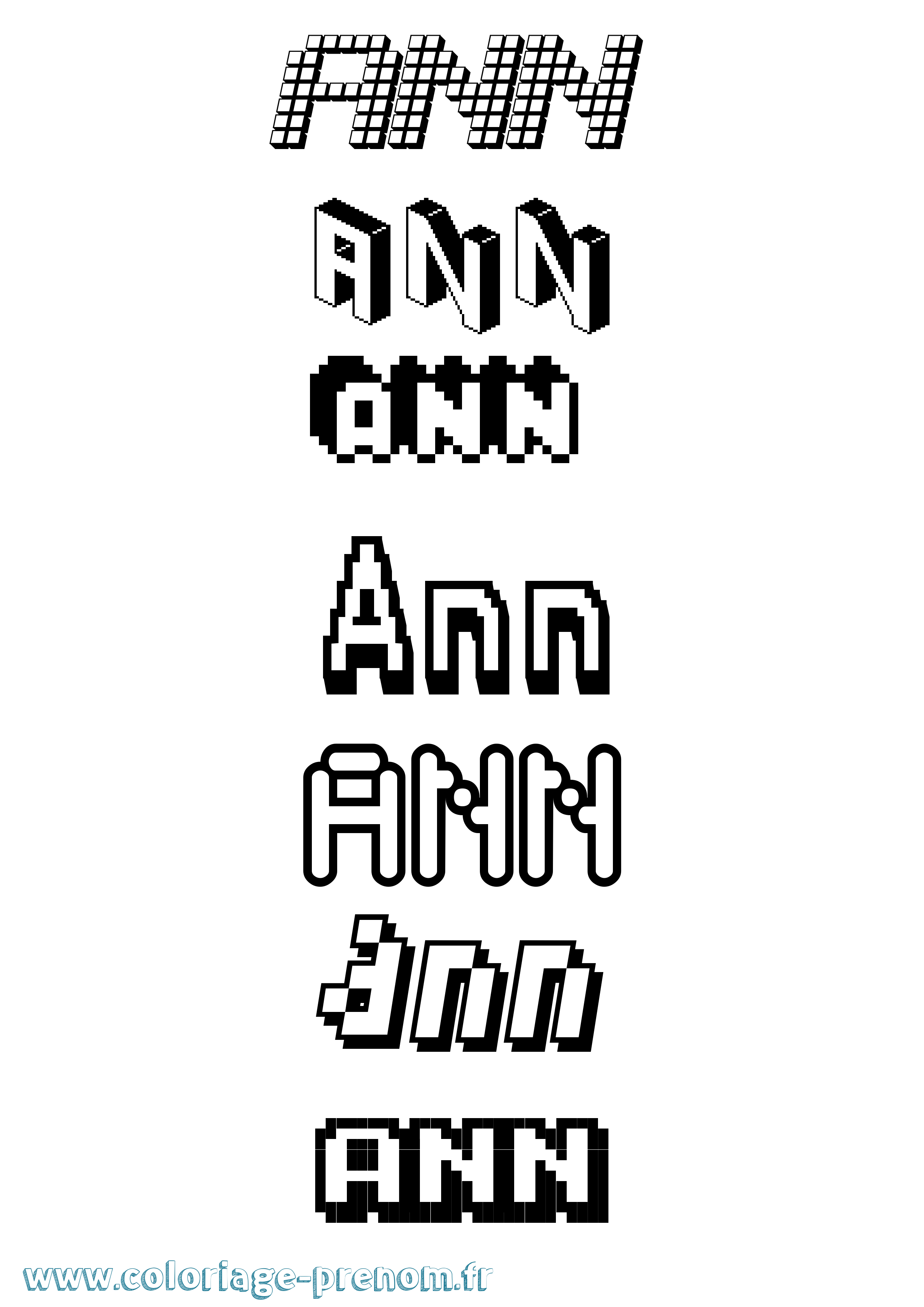 Coloriage prénom Ann Pixel