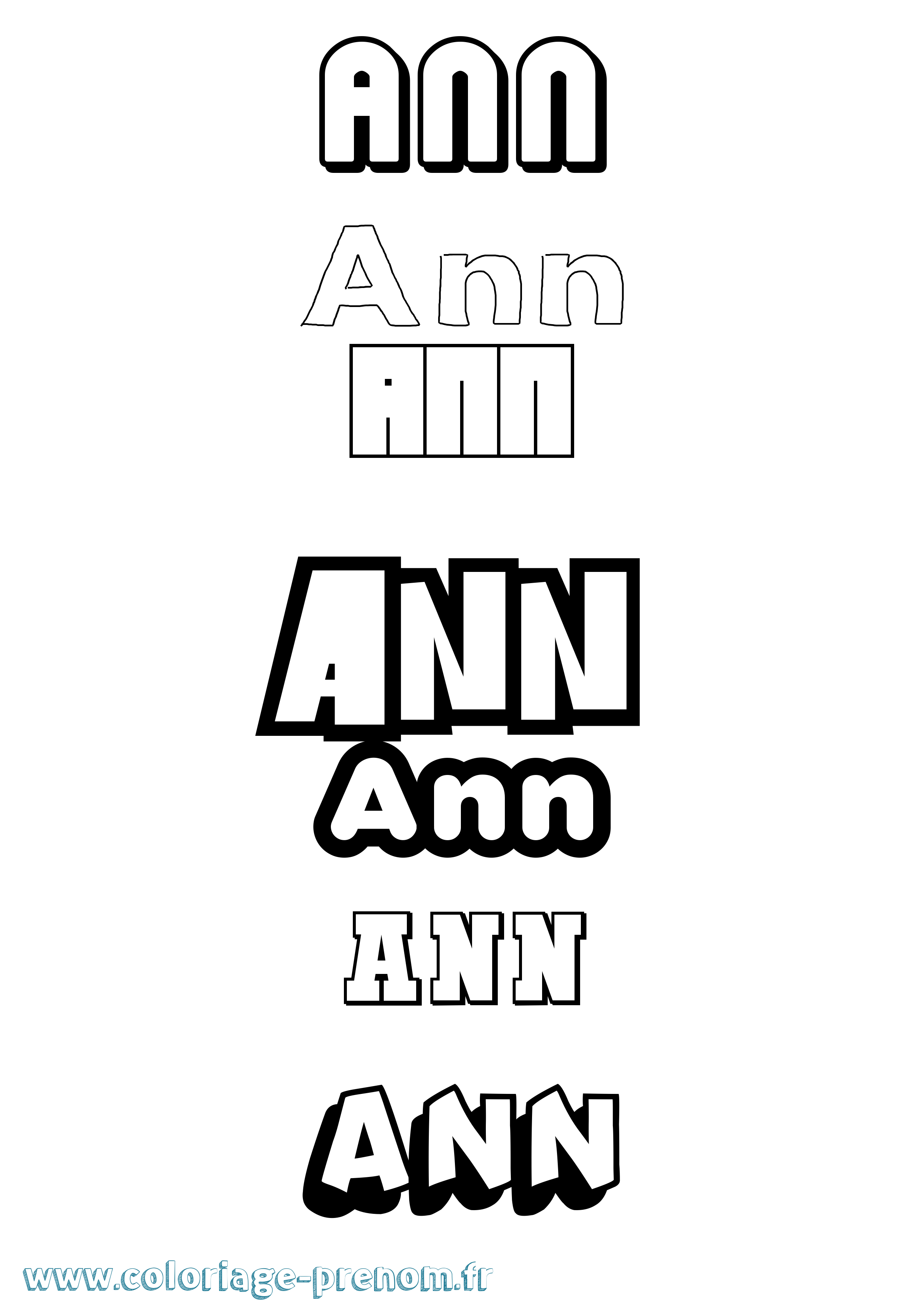 Coloriage prénom Ann Simple