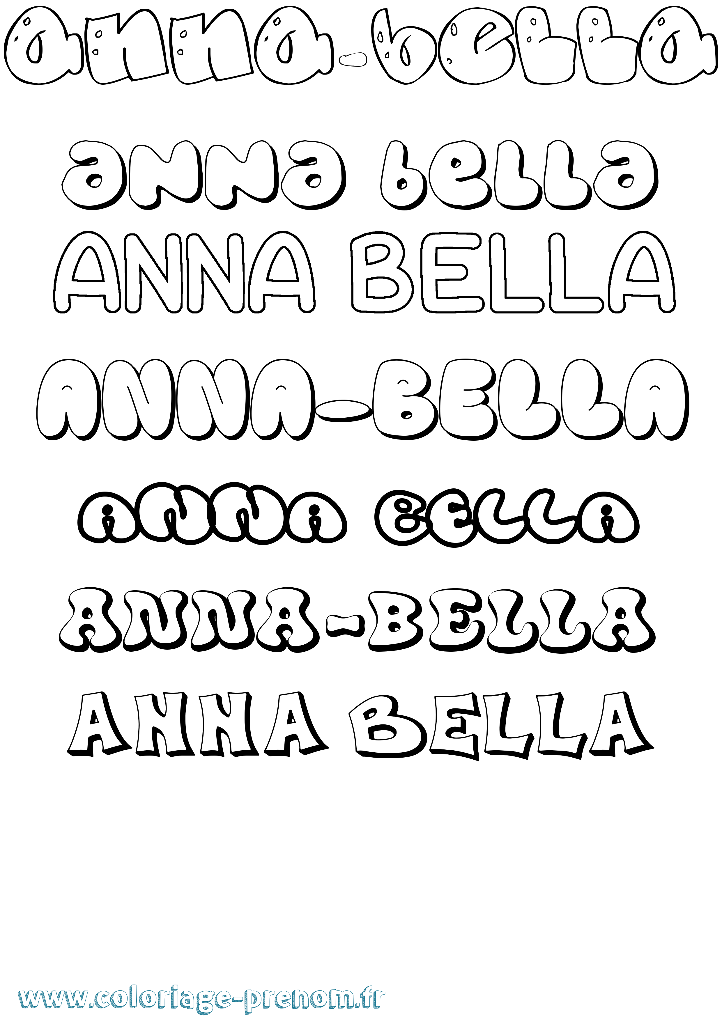 Coloriage prénom Anna-Bella Bubble
