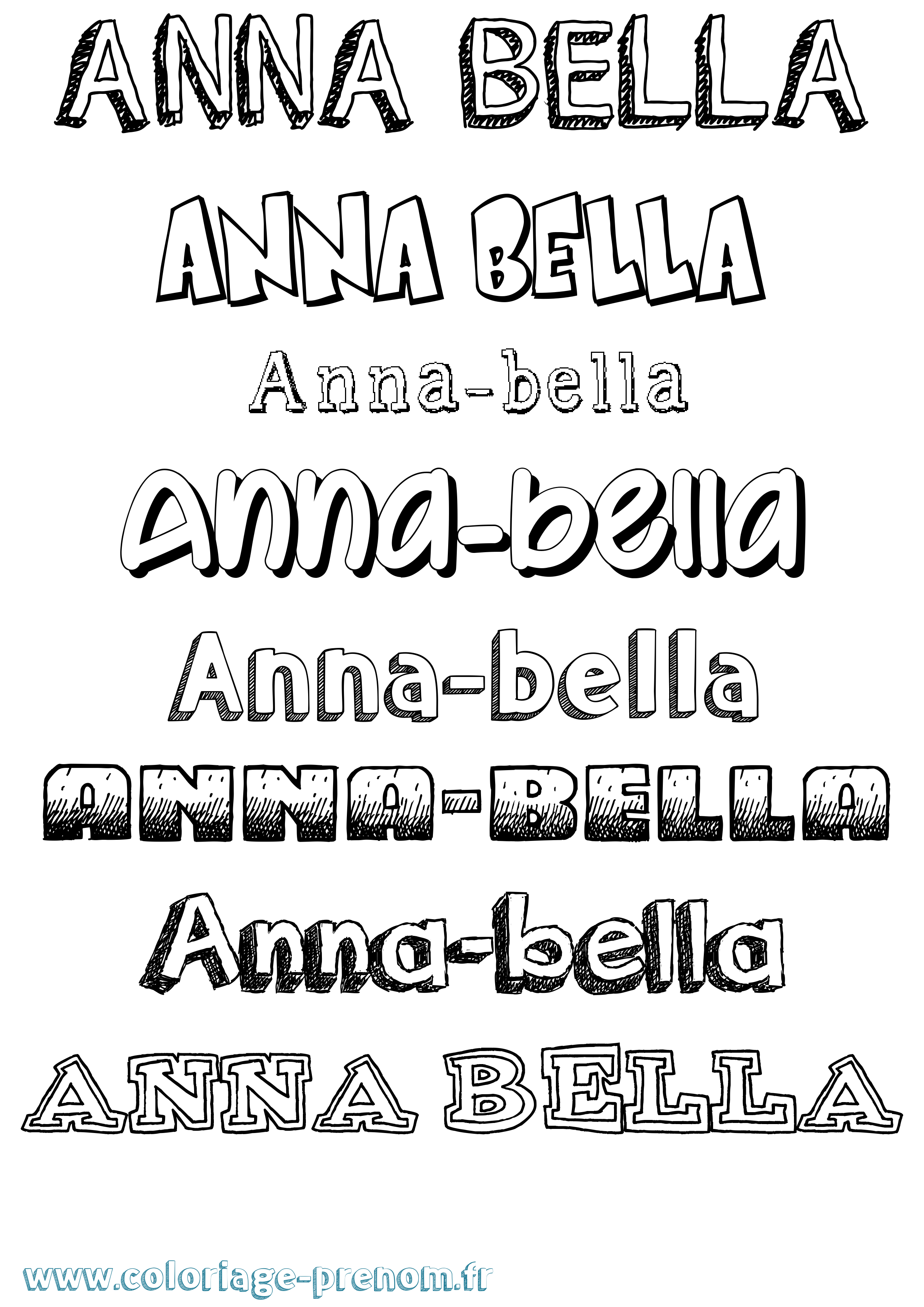 Coloriage Anna-Bella Dessiné Coloriage prénom Anna-Bella Dessiné