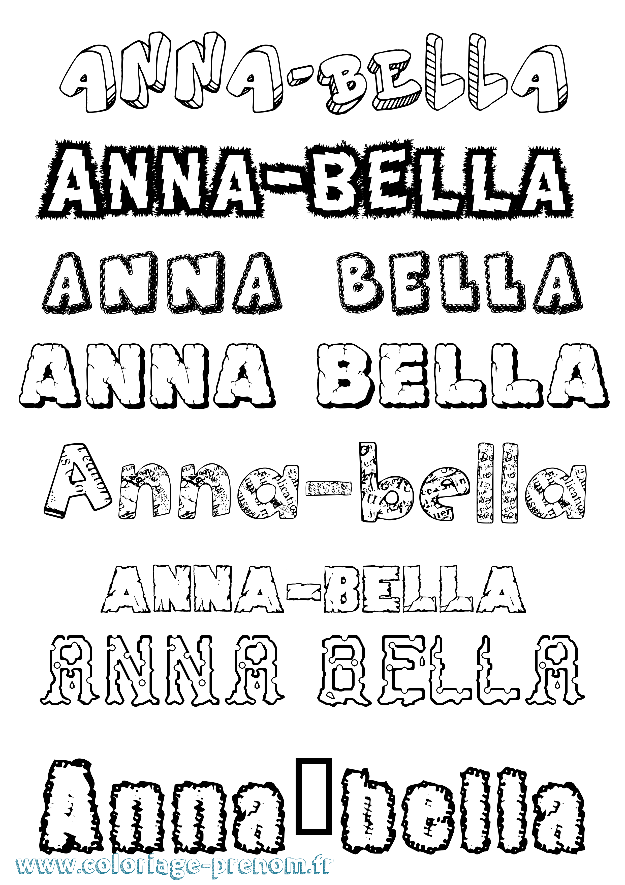Coloriage prénom Anna-Bella Destructuré