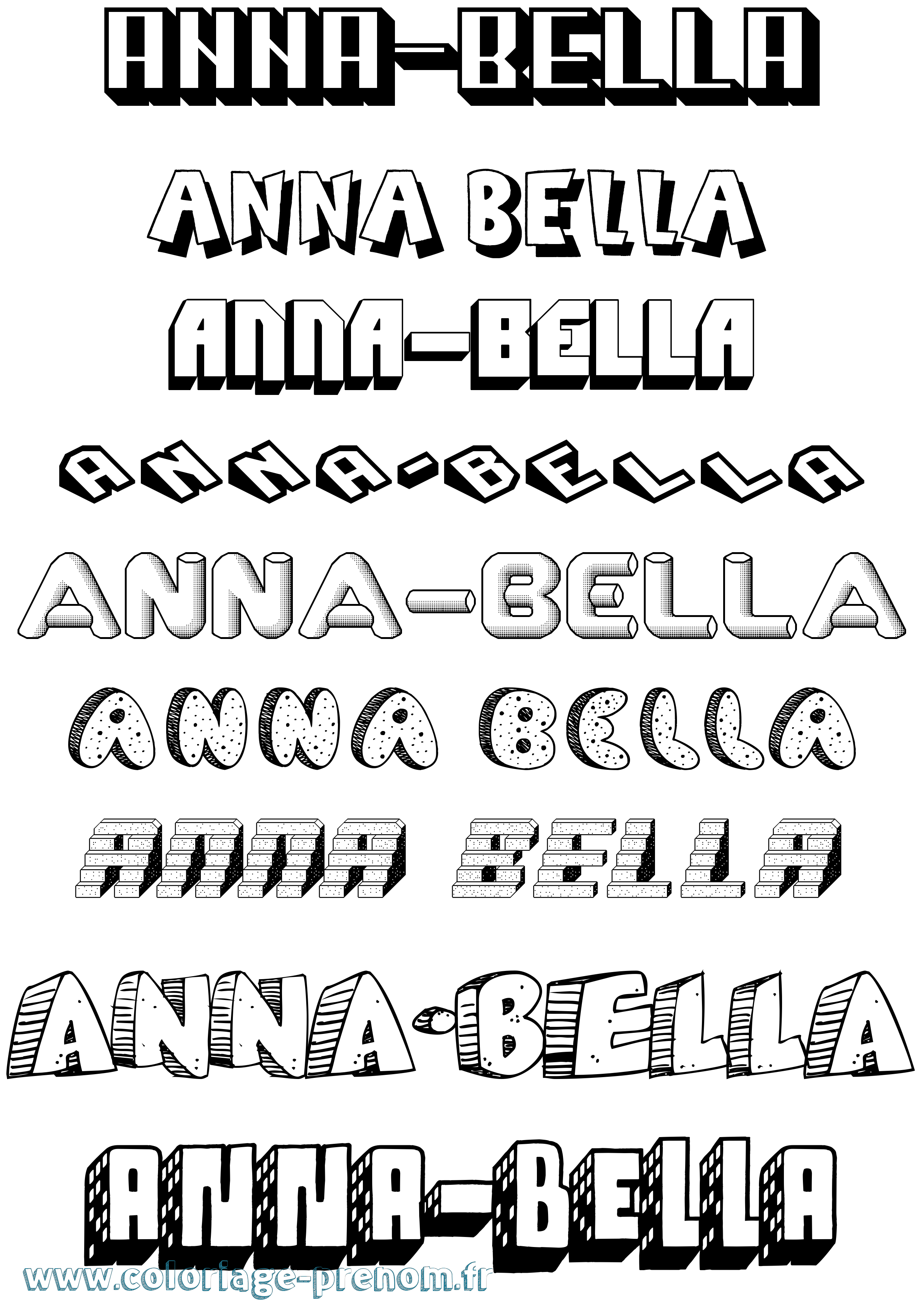 Coloriage Anna-Bella Effet 3D Coloriage prénom Anna-Bella Effet 3D