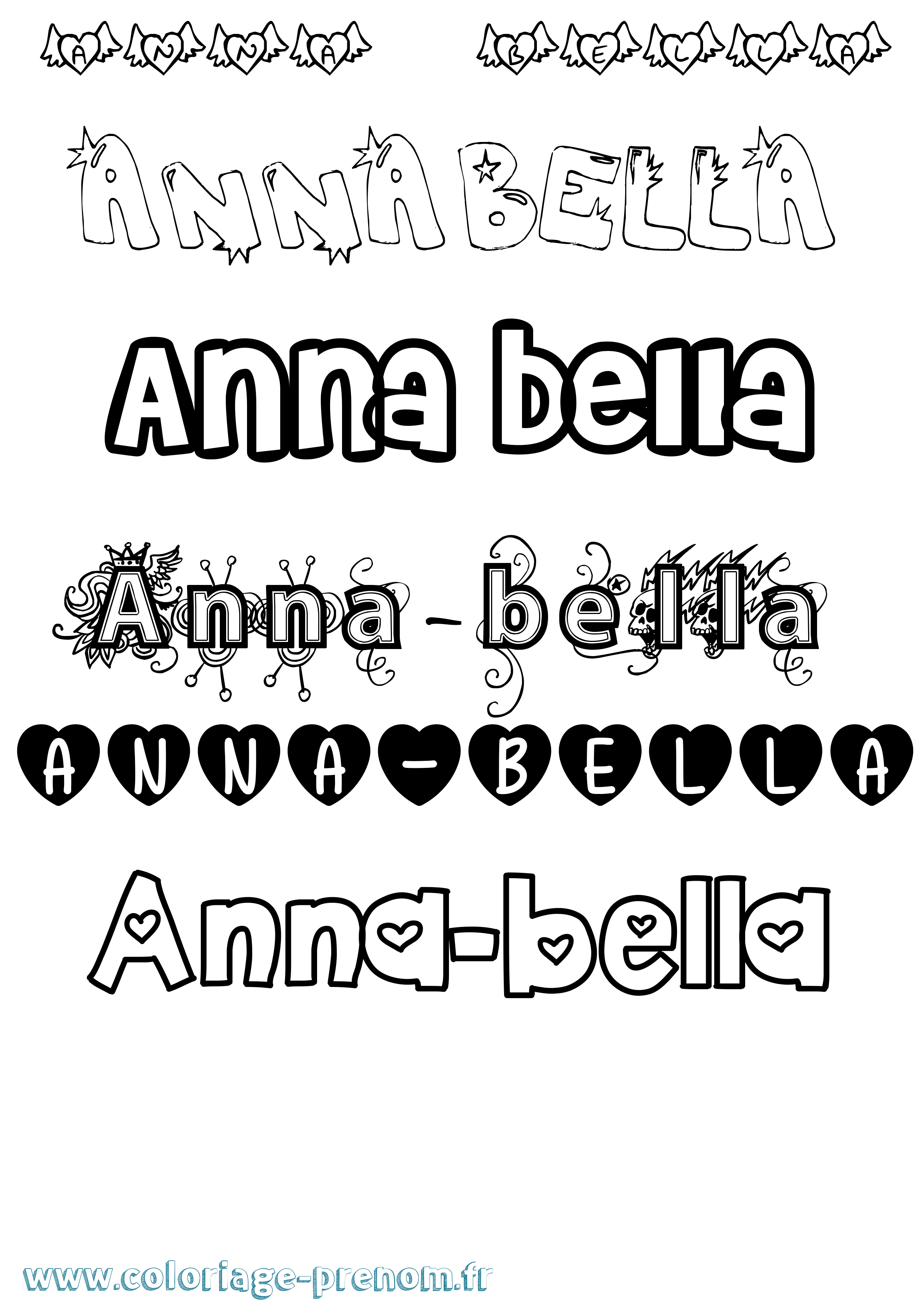 Coloriage Anna-Bella Girly Coloriage prénom Anna-Bella Girly