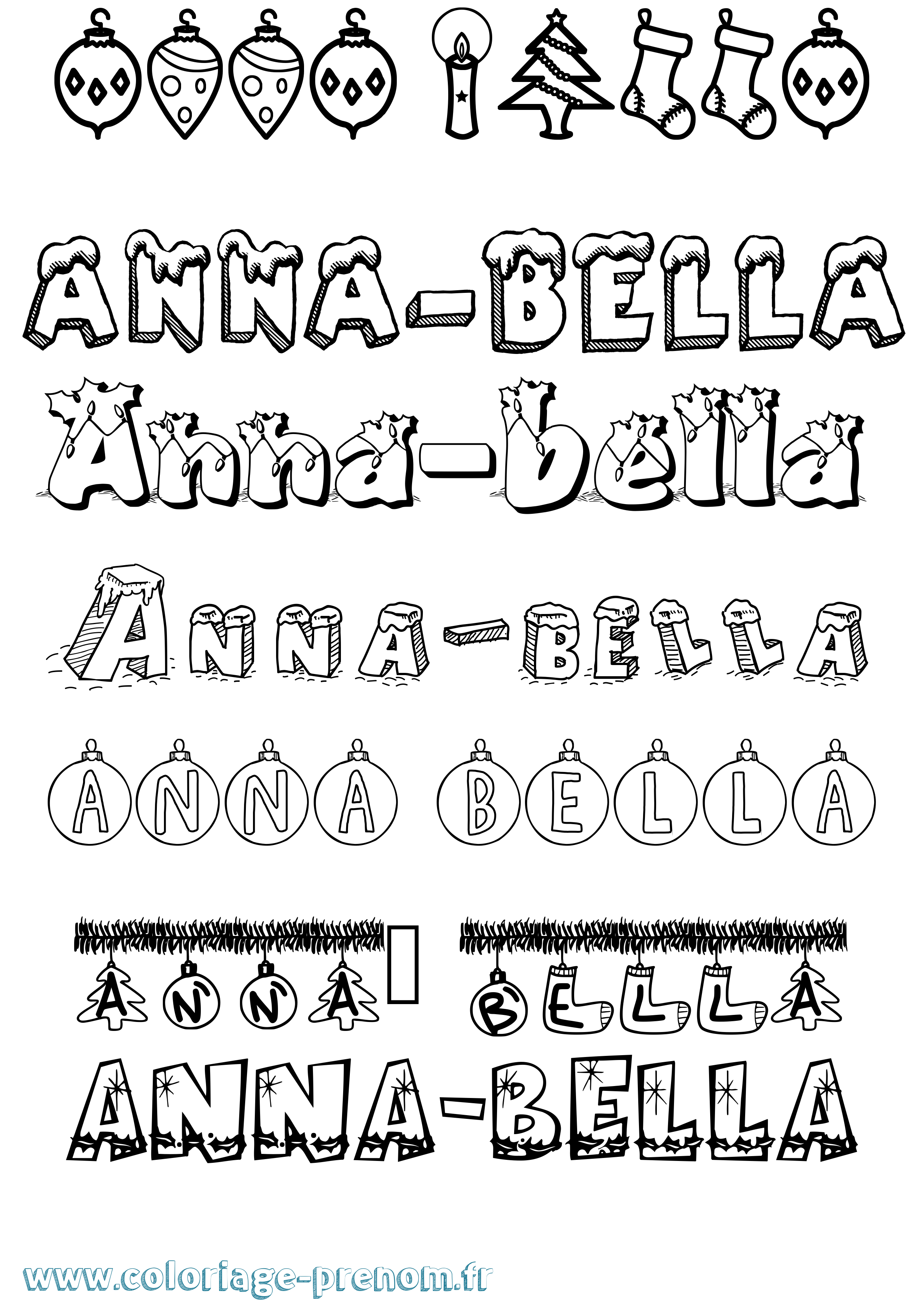 Coloriage prénom Anna-Bella Noël