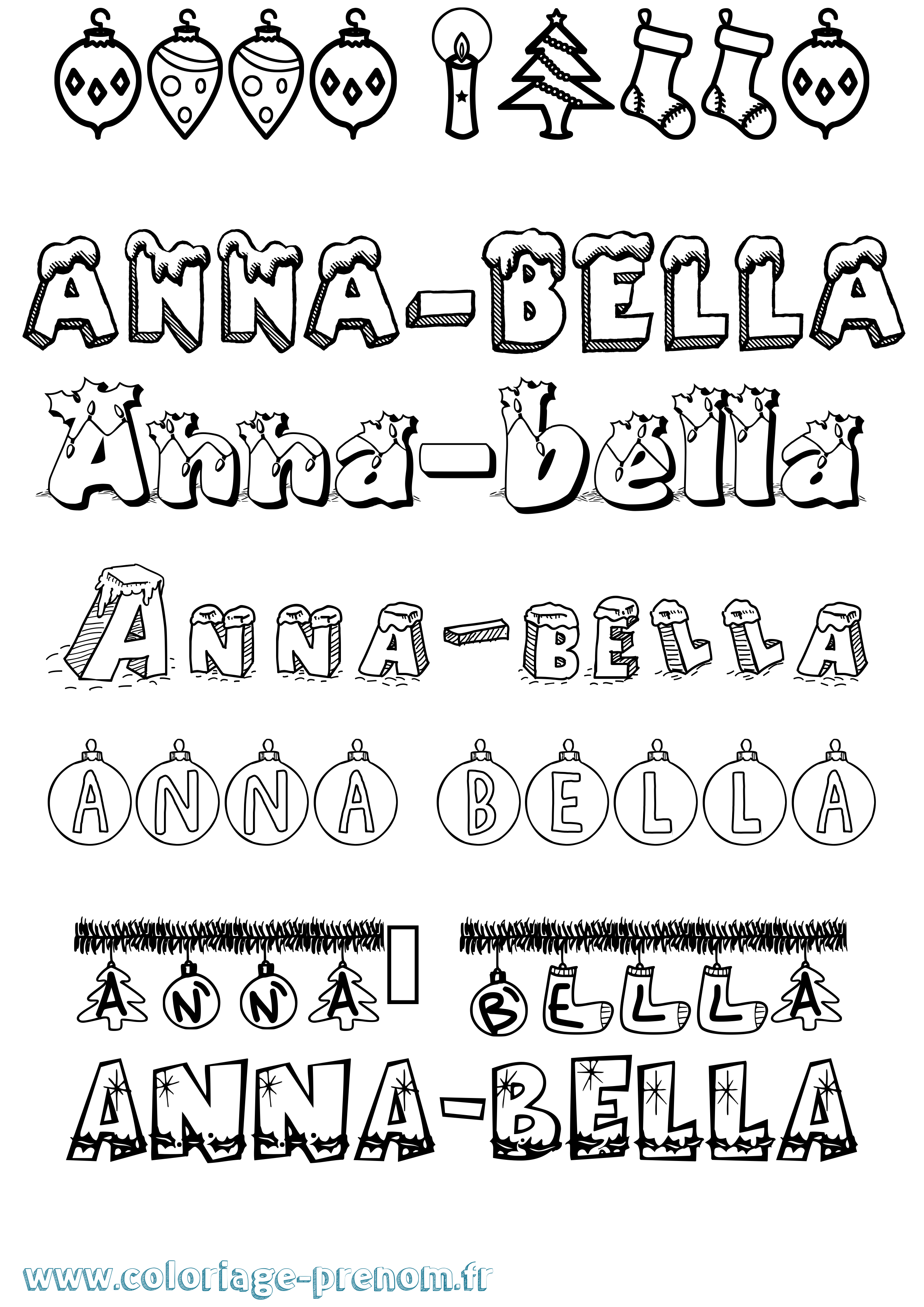 Coloriage Anna-Bella Noël Coloriage prénom Anna-Bella Noël