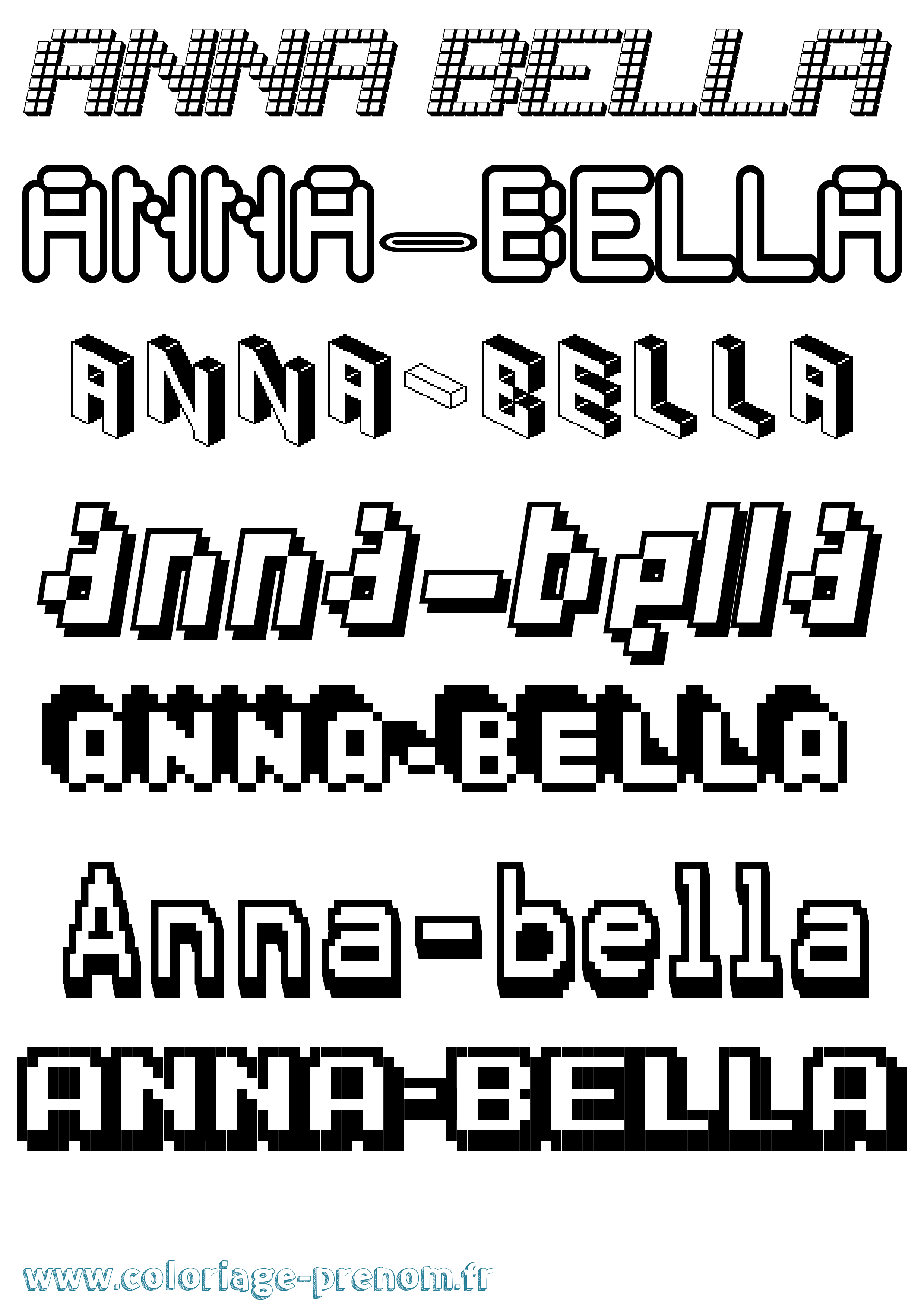 Coloriage prénom Anna-Bella Pixel