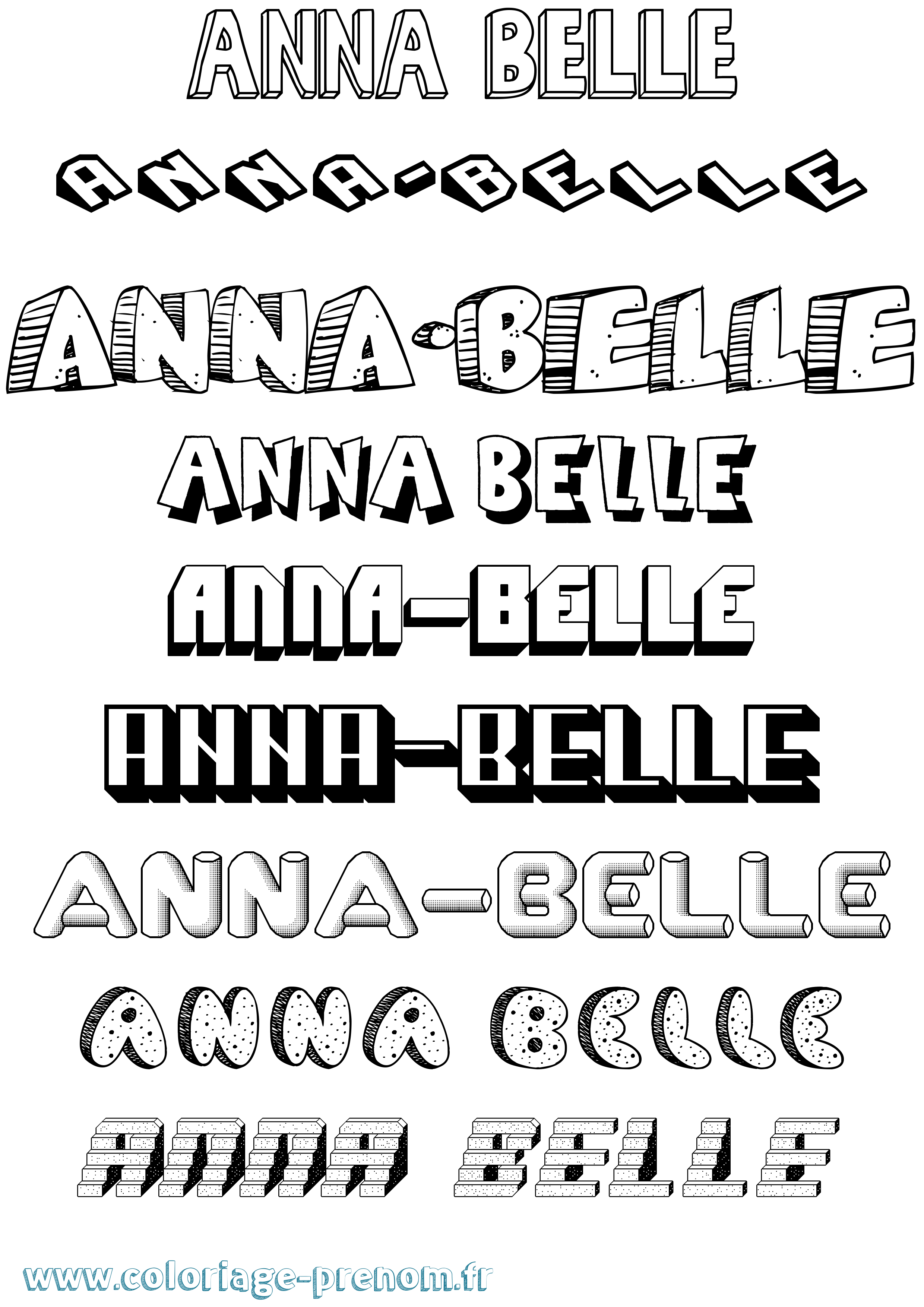 Coloriage prénom Anna-Belle Effet 3D