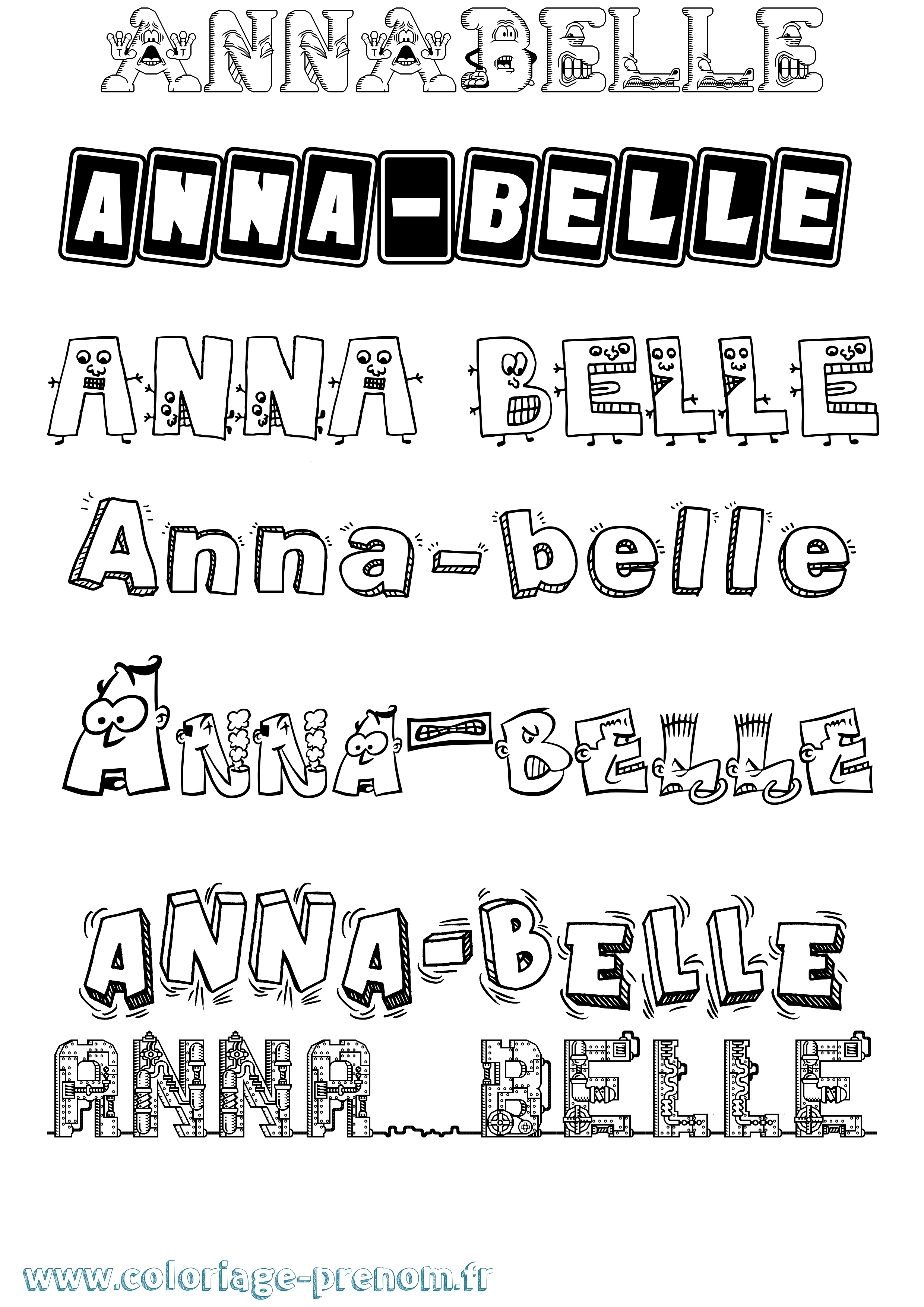 Coloriage prénom Anna-Belle Fun