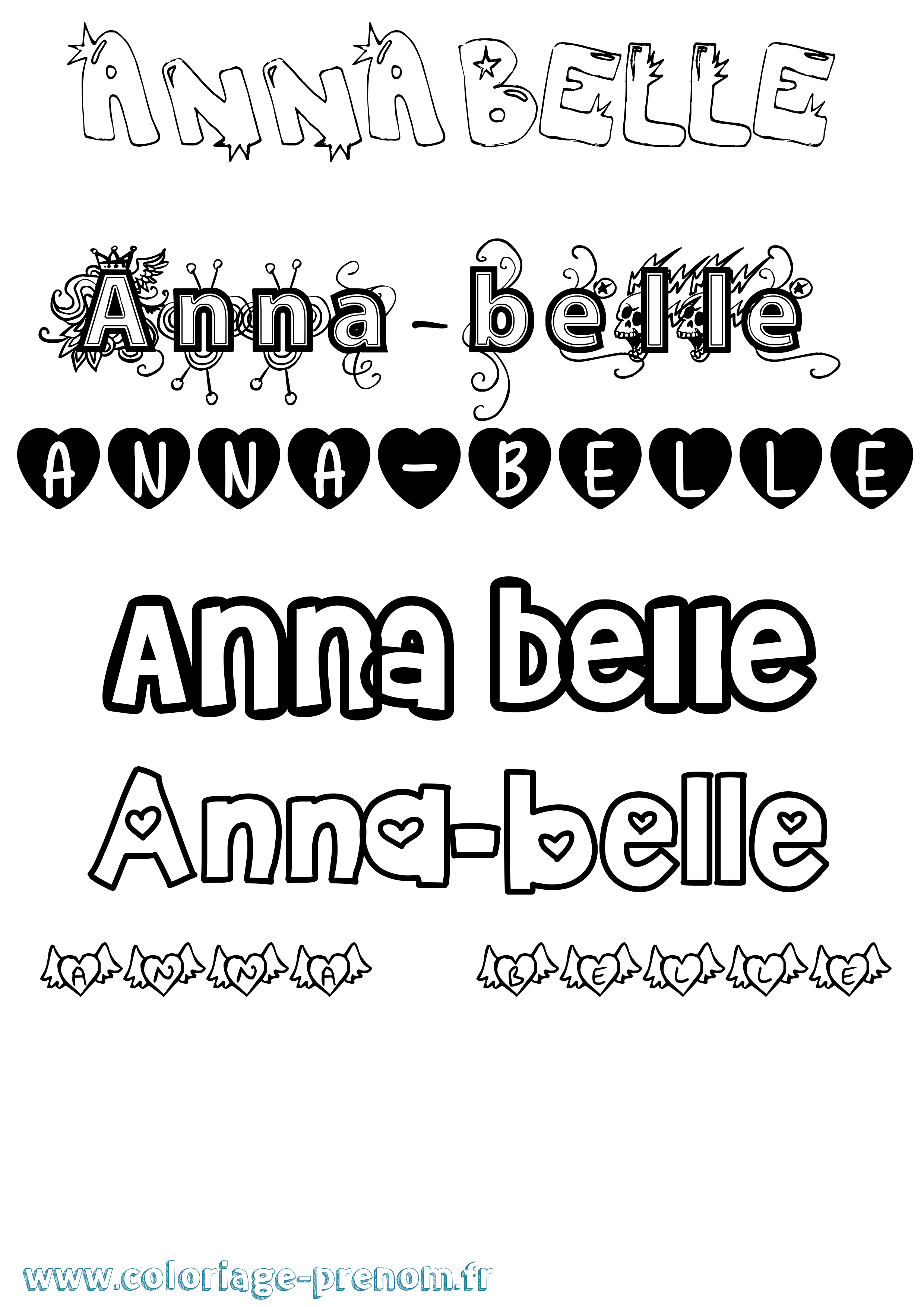 Coloriage prénom Anna-Belle Girly