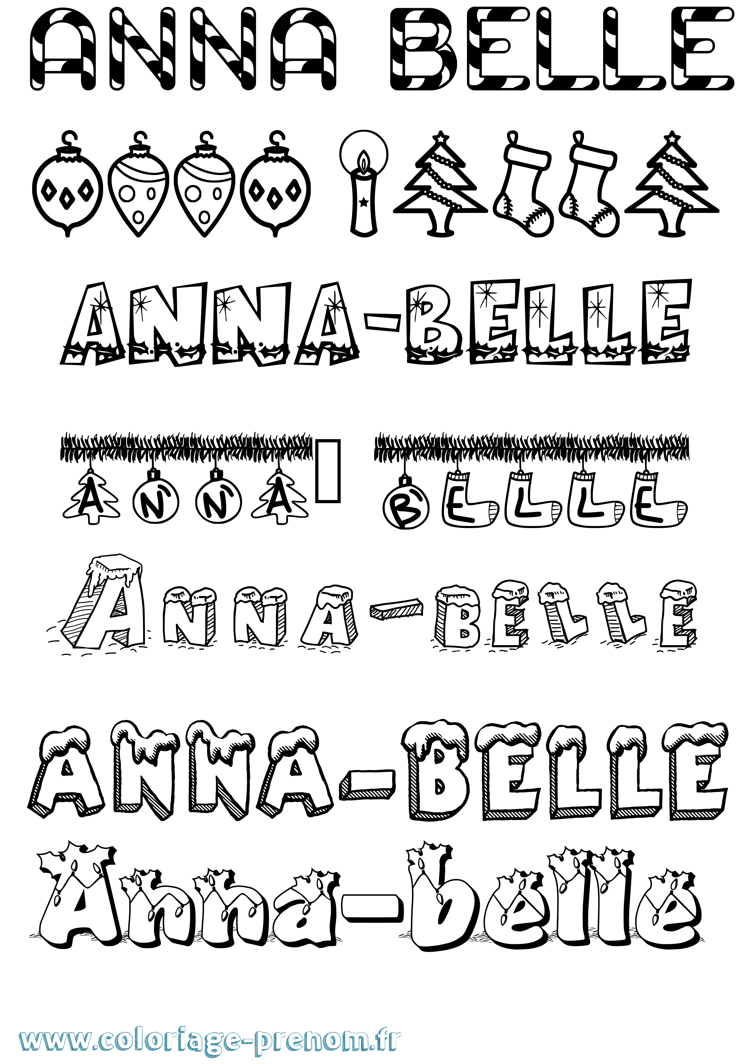 Coloriage prénom Anna-Belle Noël