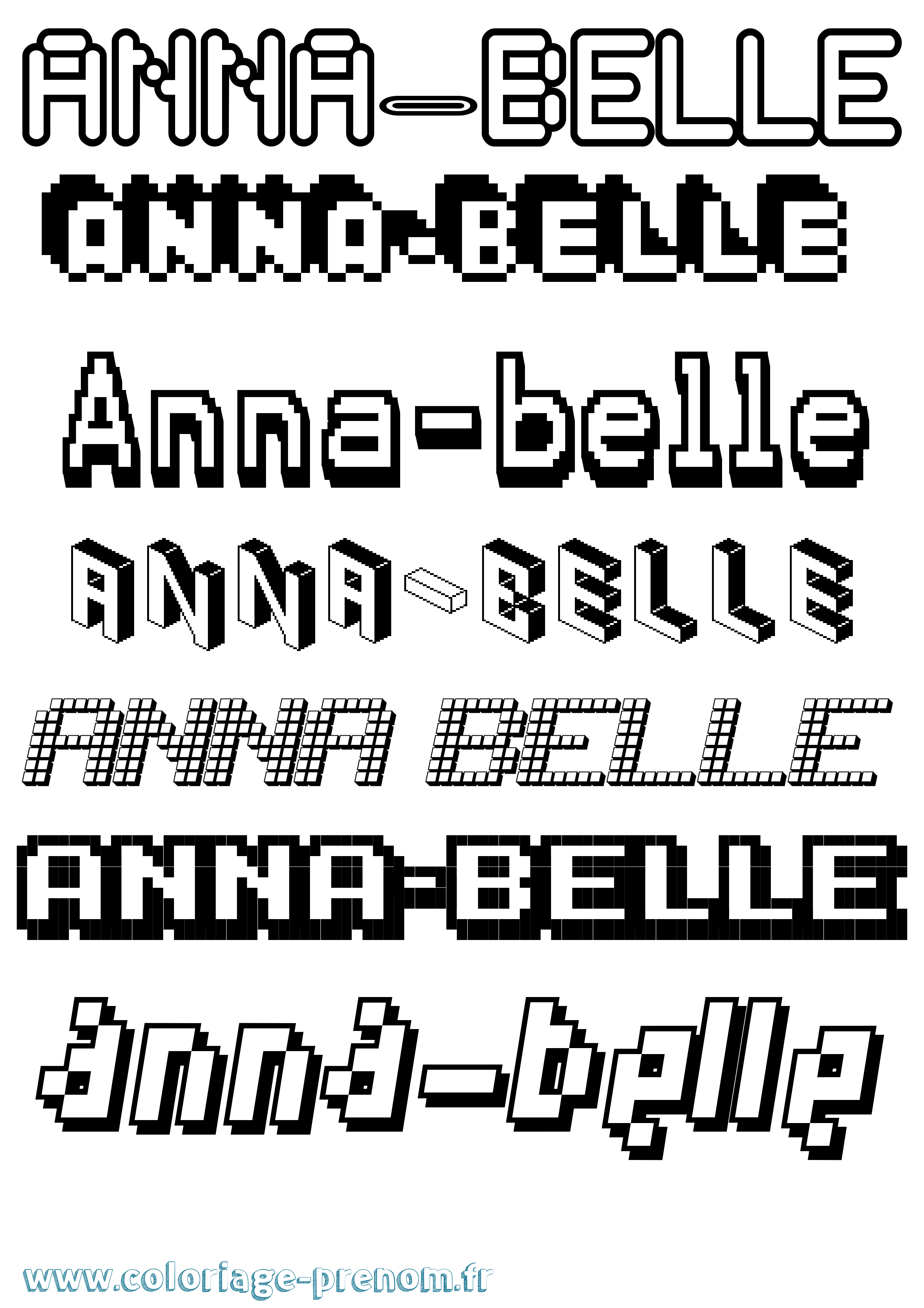Coloriage prénom Anna-Belle Pixel