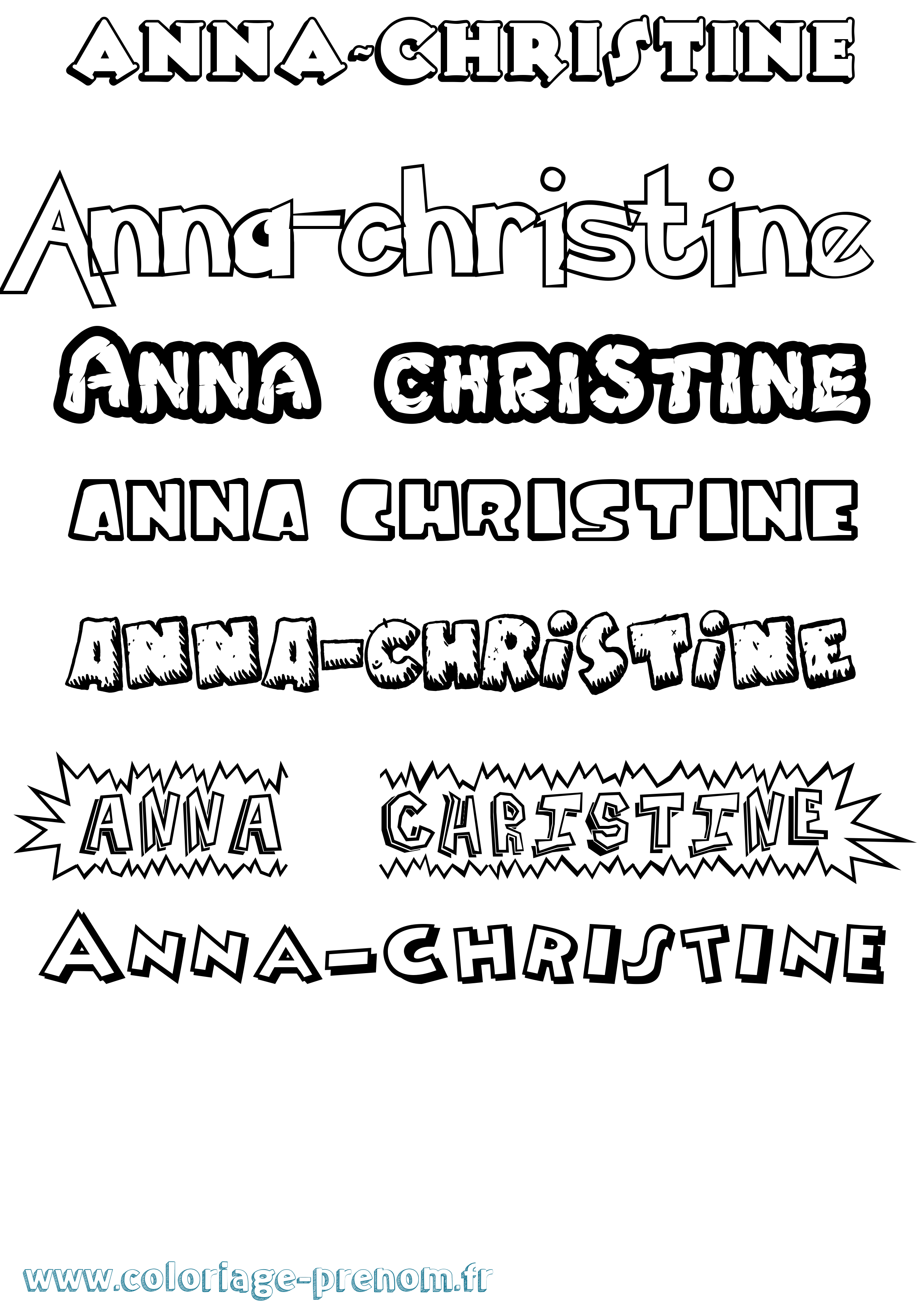 Coloriage prénom Anna-Christine Dessin Animé