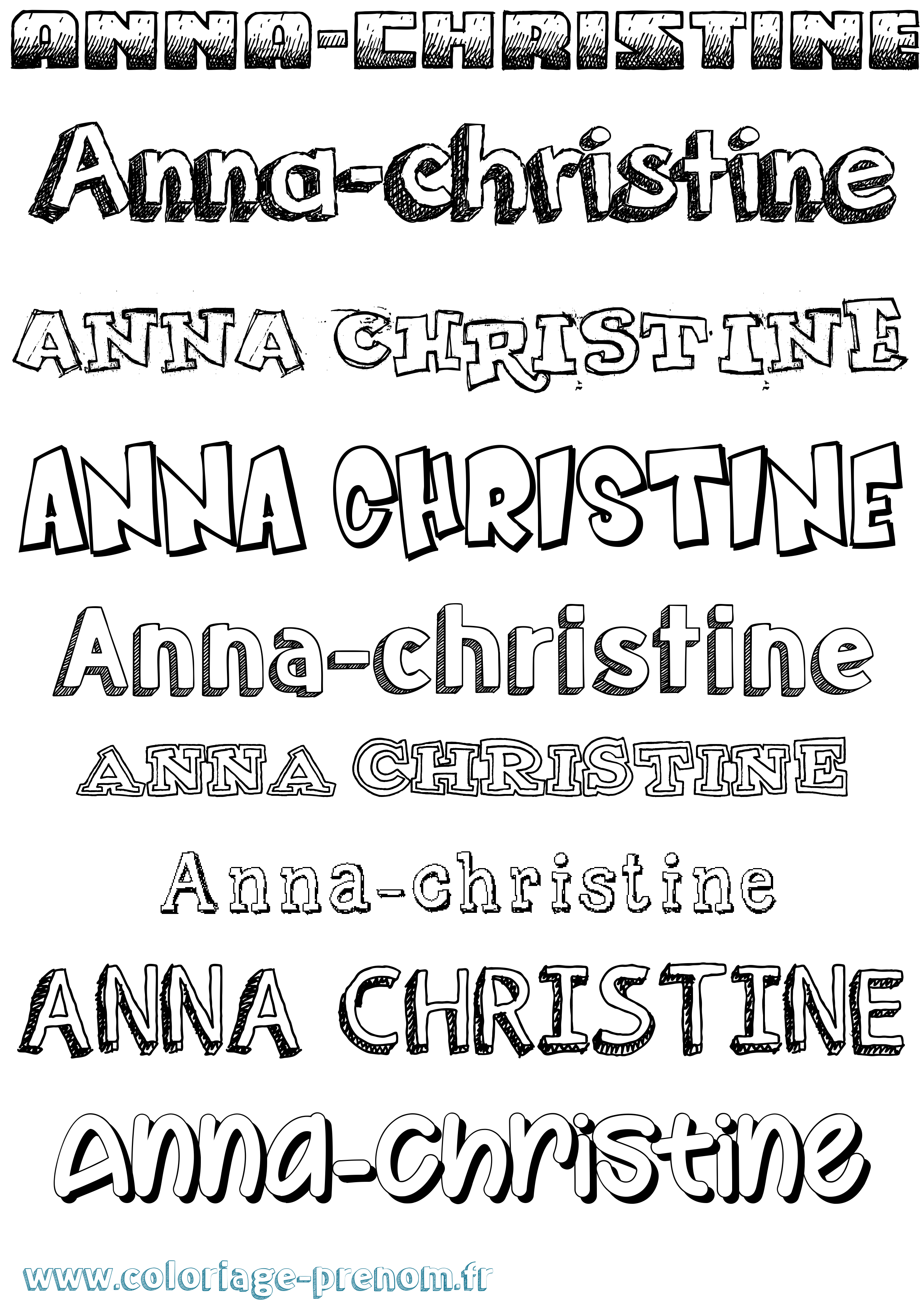 Coloriage prénom Anna-Christine Dessiné