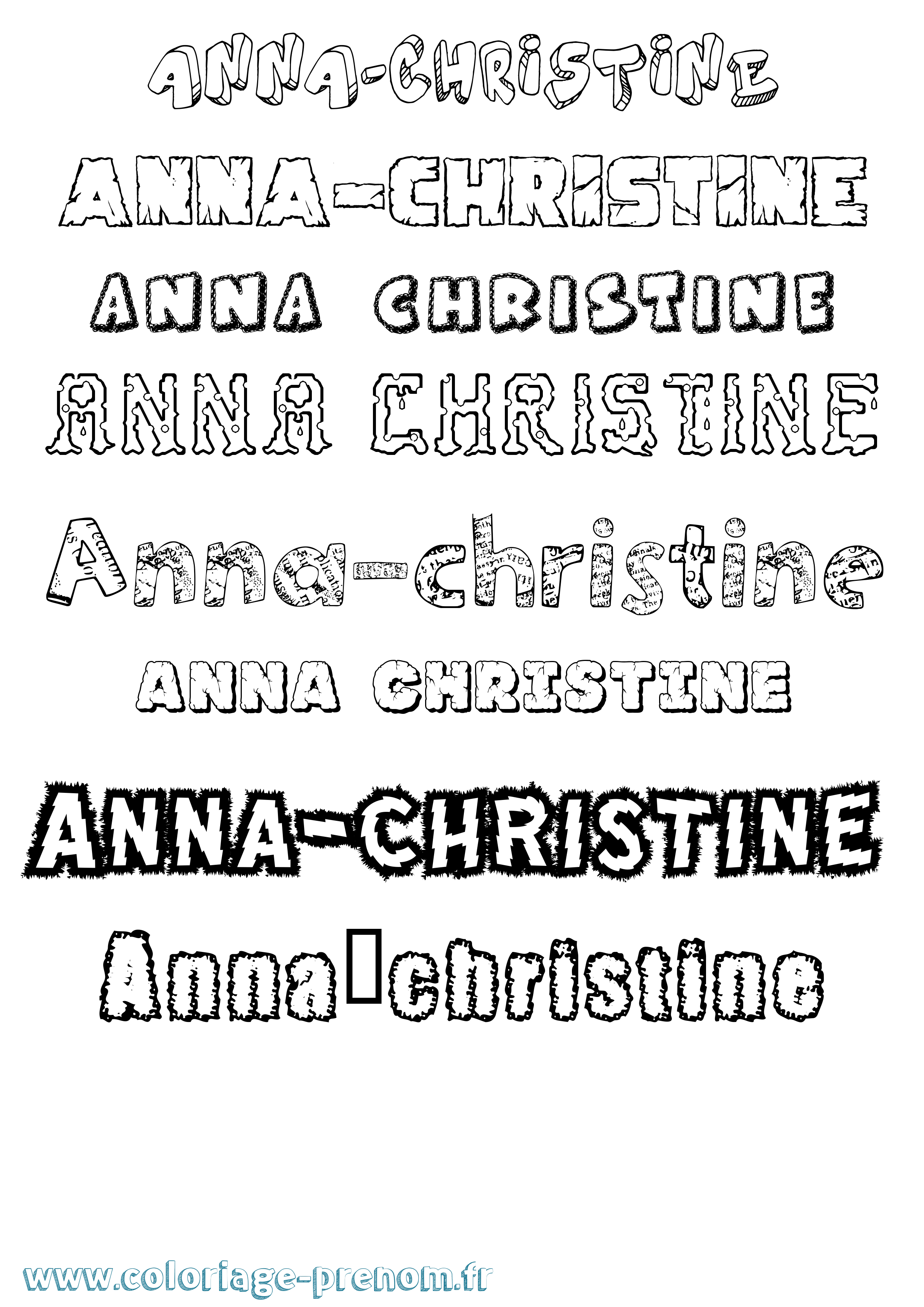 Coloriage prénom Anna-Christine Destructuré