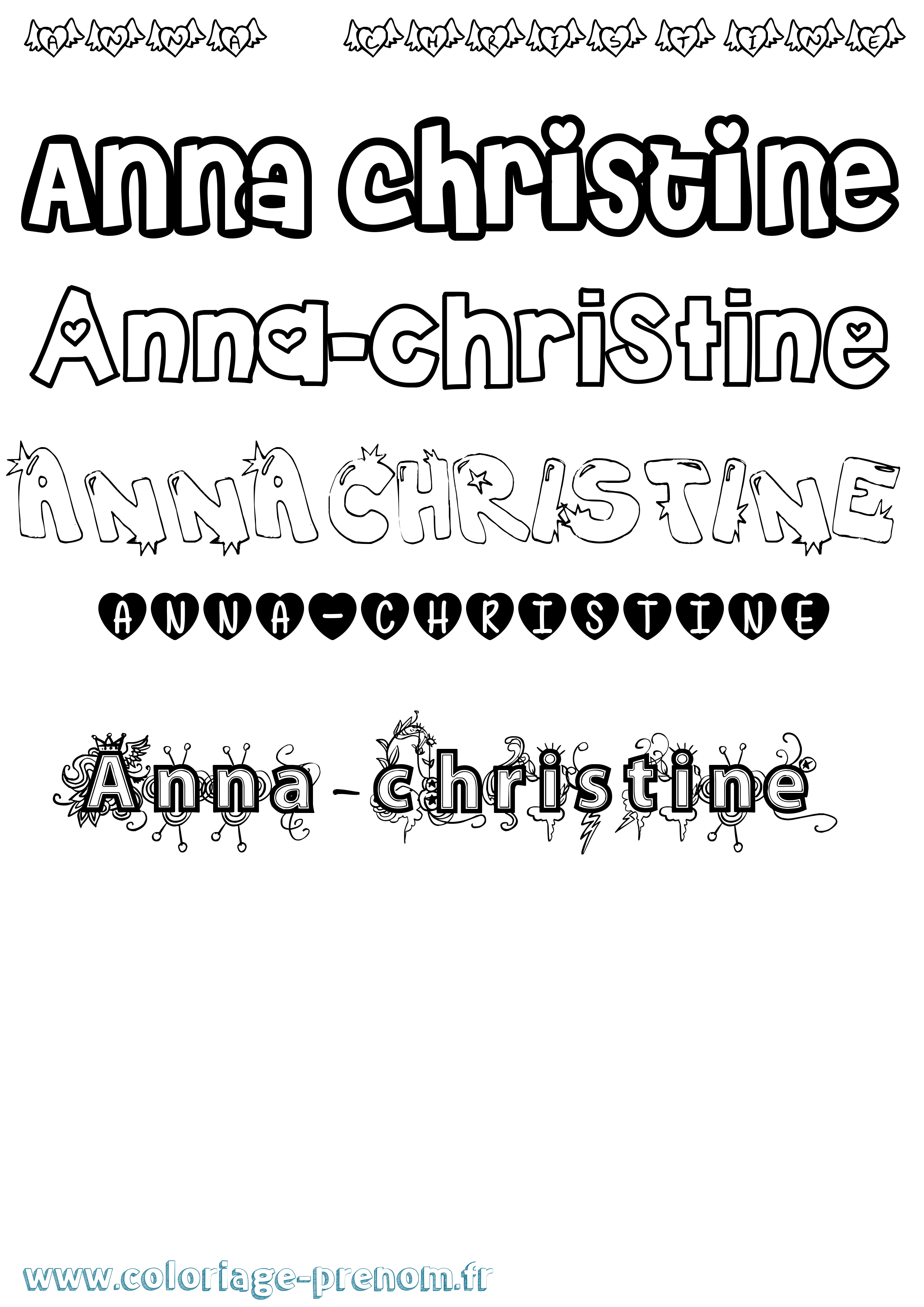 Coloriage prénom Anna-Christine Girly