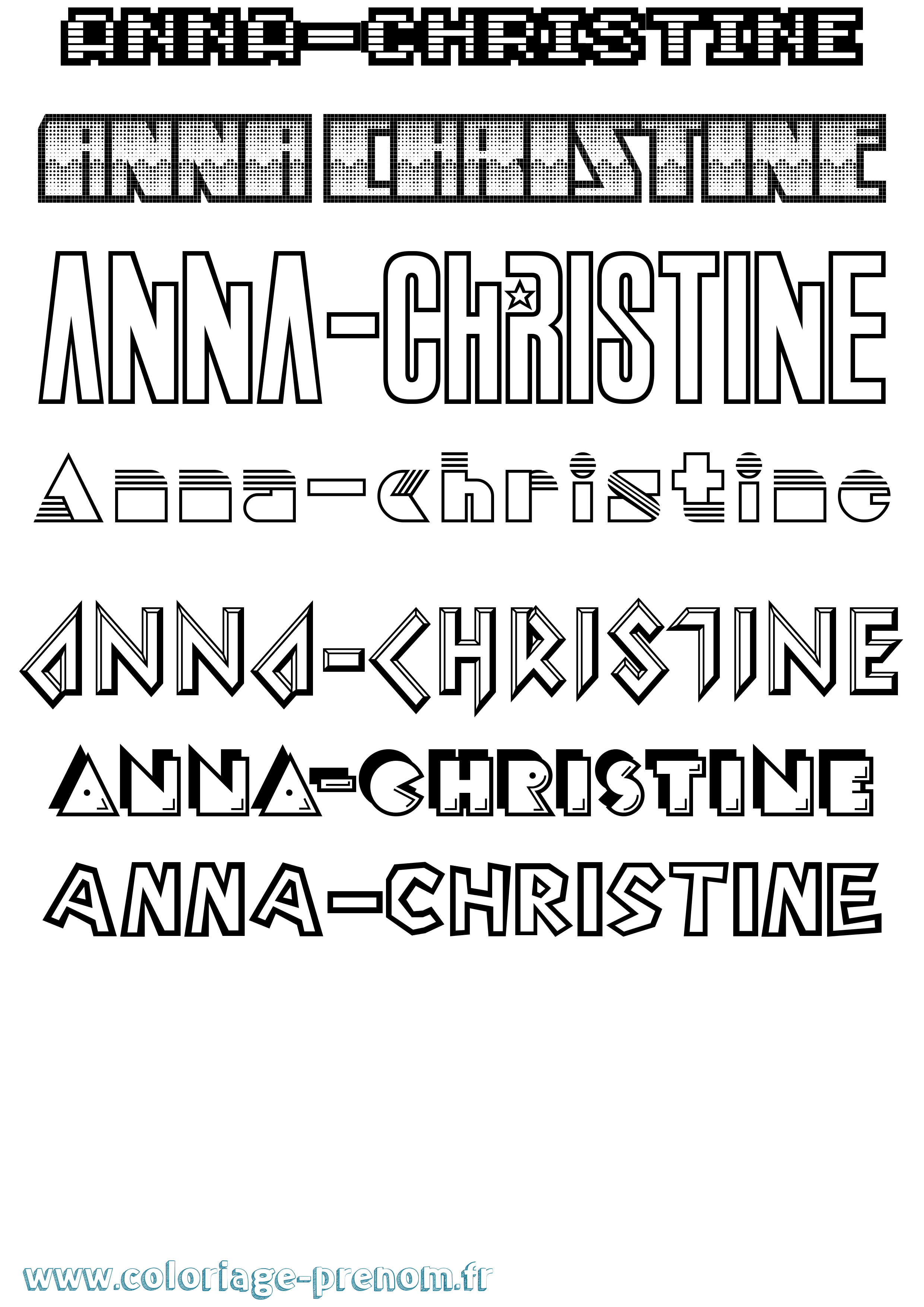Coloriage prénom Anna-Christine Jeux Vidéos