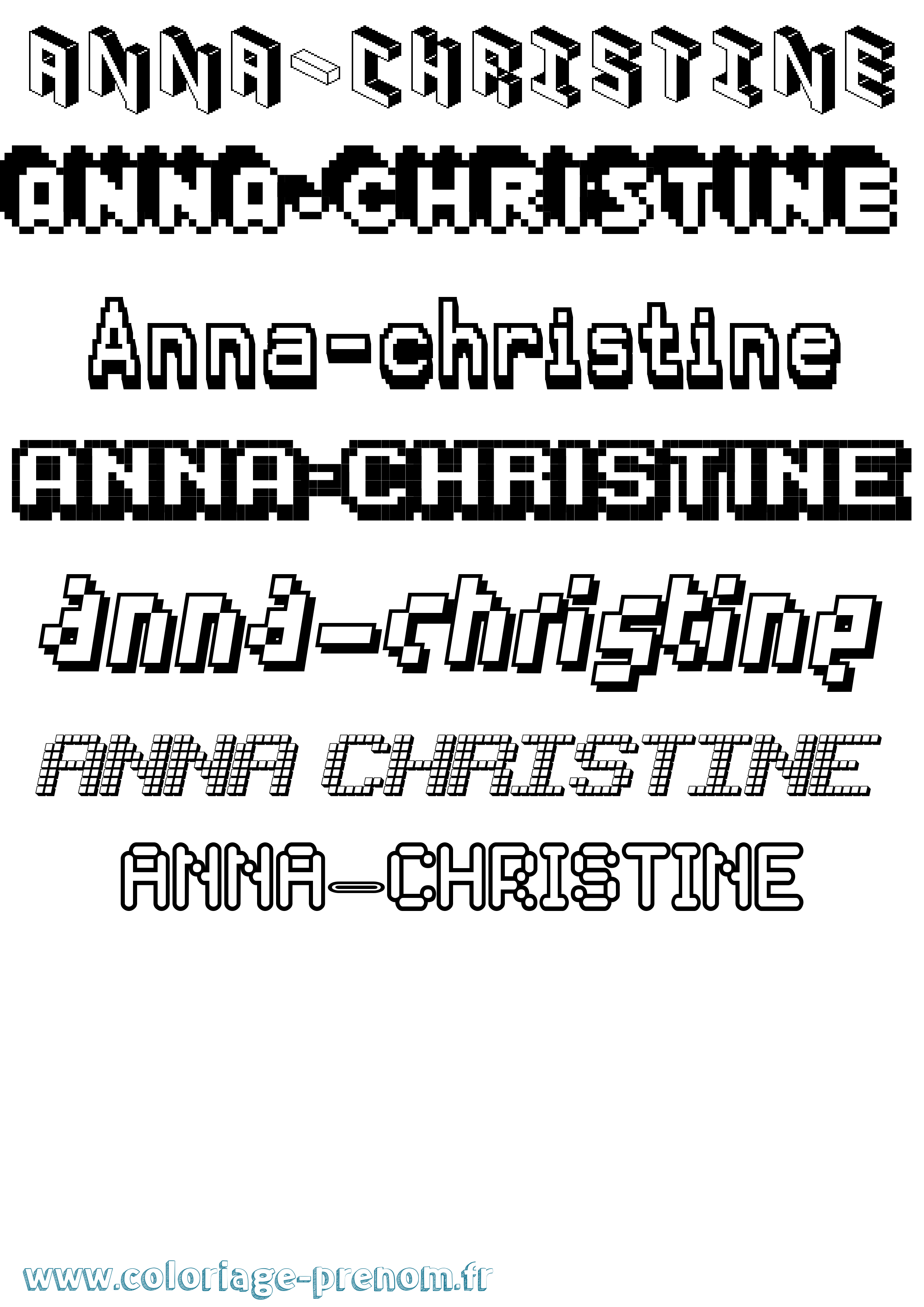 Coloriage prénom Anna-Christine Pixel
