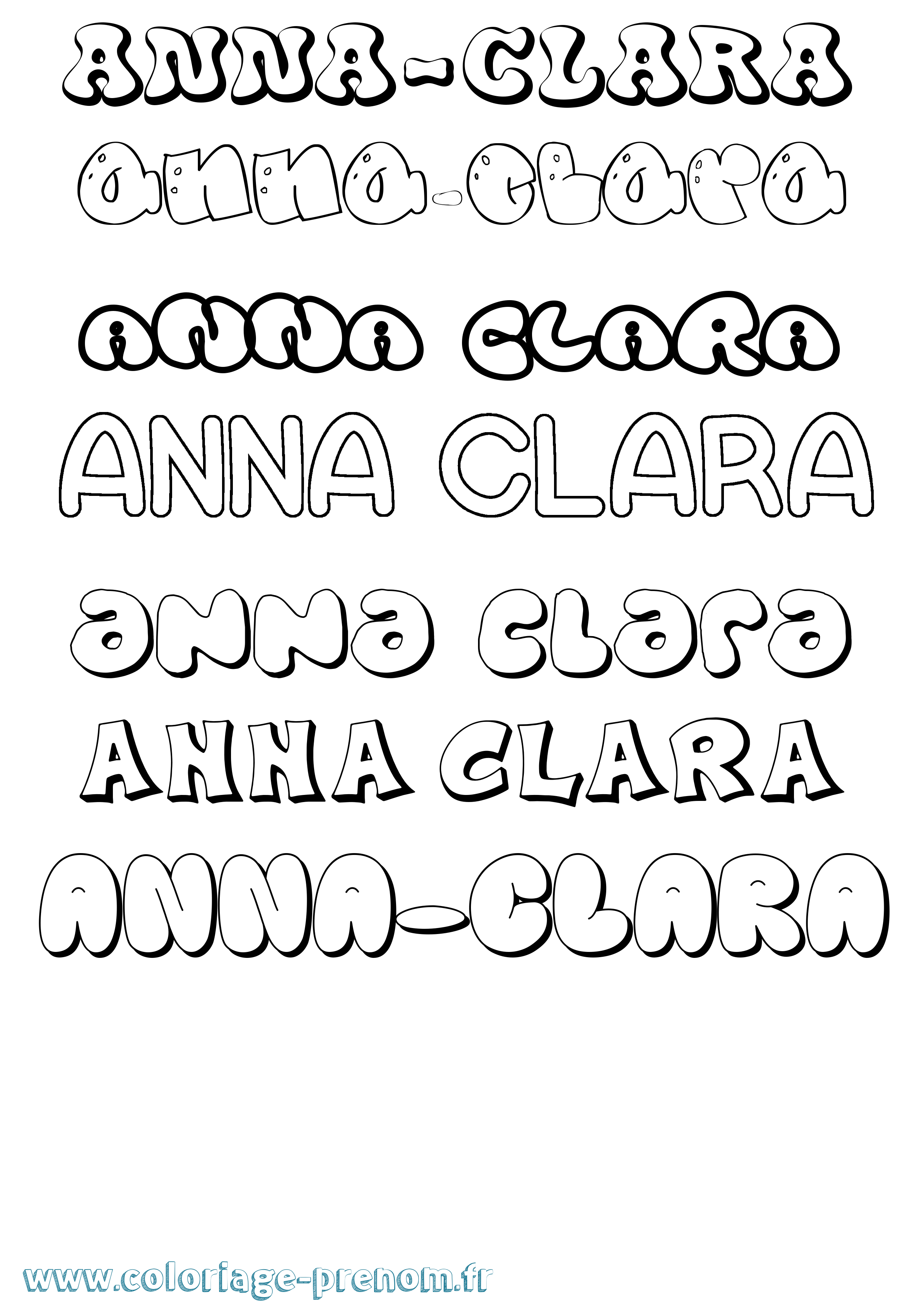 Coloriage prénom Anna-Clara Bubble